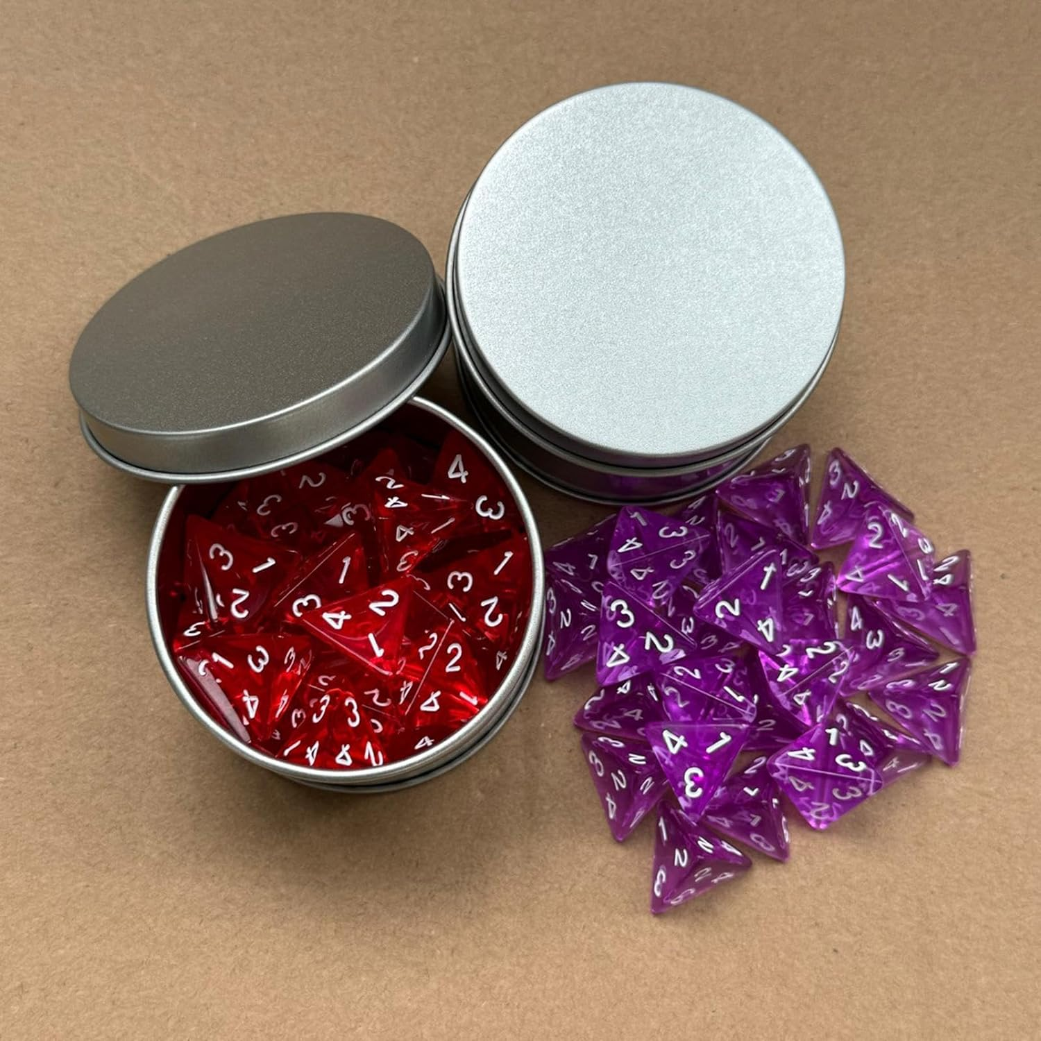 25 Count Pack of 4 Sided Dice Role Playing Game Dices Acrylic Polyhedral Dice Set D4 16Mm, Red - Red image number 3