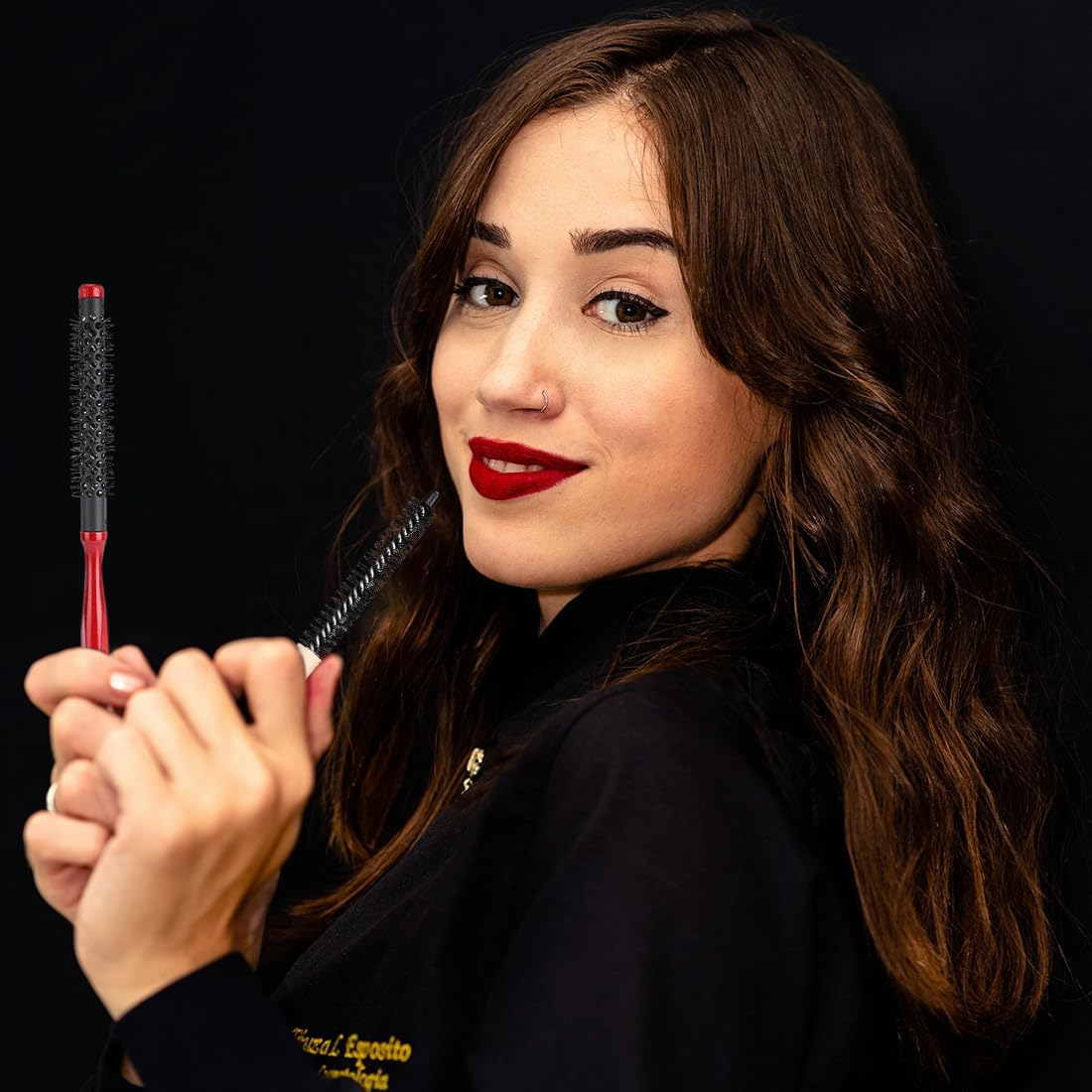 2 Pieces Small round Brush Mini Hair Beard Brush Styling for Thin Hair Ponytail Beard Volume Curls image number 4