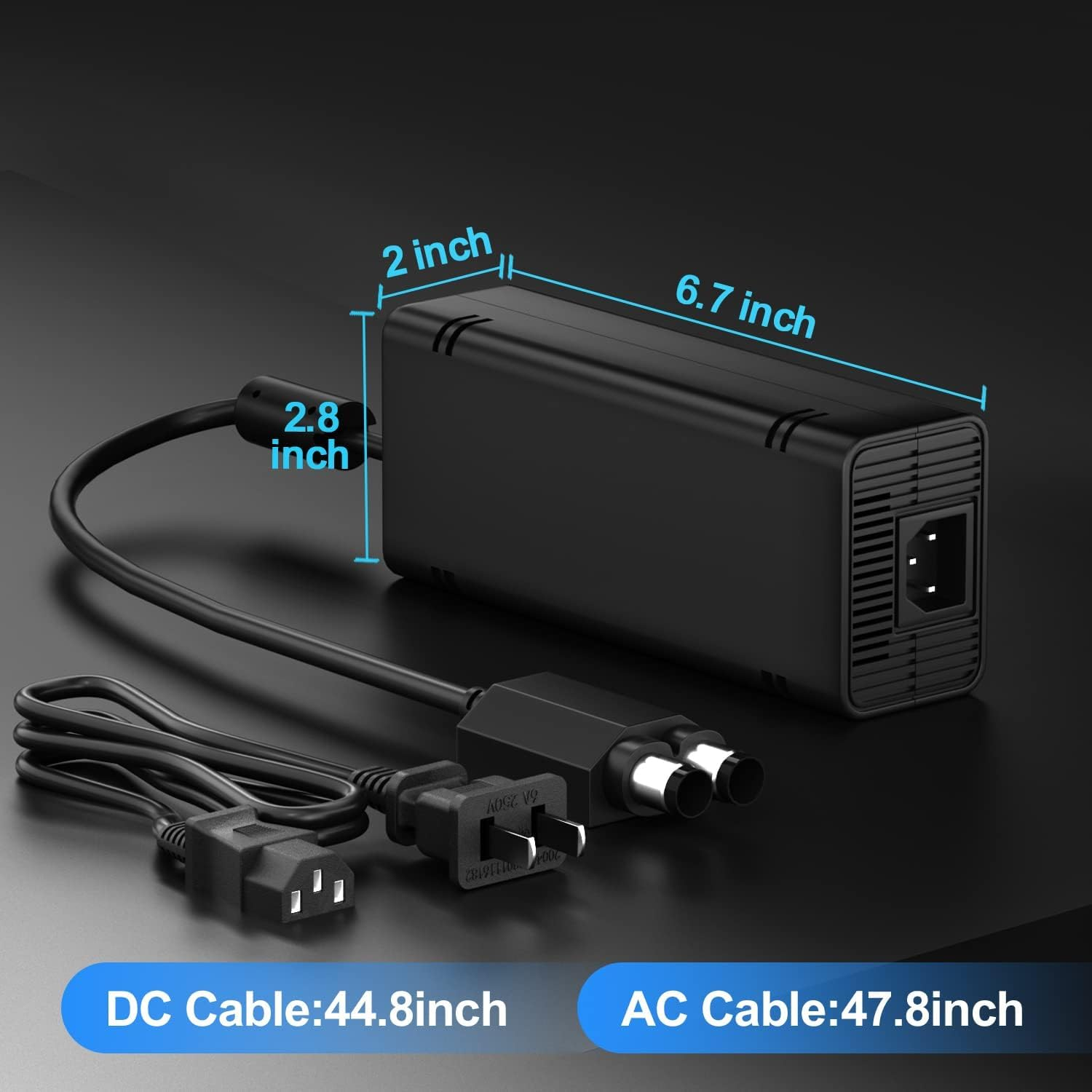 Power Supply Replacement for Xbox 360 Slim,Ac Adapter Power Supply[Advanced Quiet Edition] with Cooling Fan Compatible with Xbox 360 Slim Console image number 4