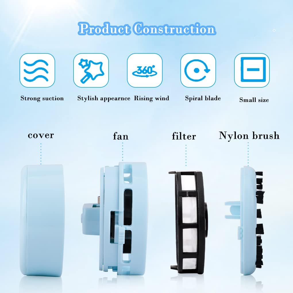 Fineinno Desktop Vacuum Cleaner, Mini Table Cleaner,Table Crumb Sweeper,Perfect for Crumbs, Dust, Pet Hairs, Battery Operated (Blue) - Green image number 2