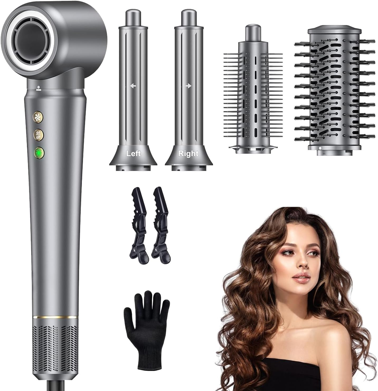 5 in 1 Hair Dryer Brush Set, High Speed Professional Frizz-Free Hair Styler Kit, 300 Million Ions No Heat Damage Air Wrap Blow Dryer - Curl Volumize, Straighten, Multi Styler for All Types image number 2