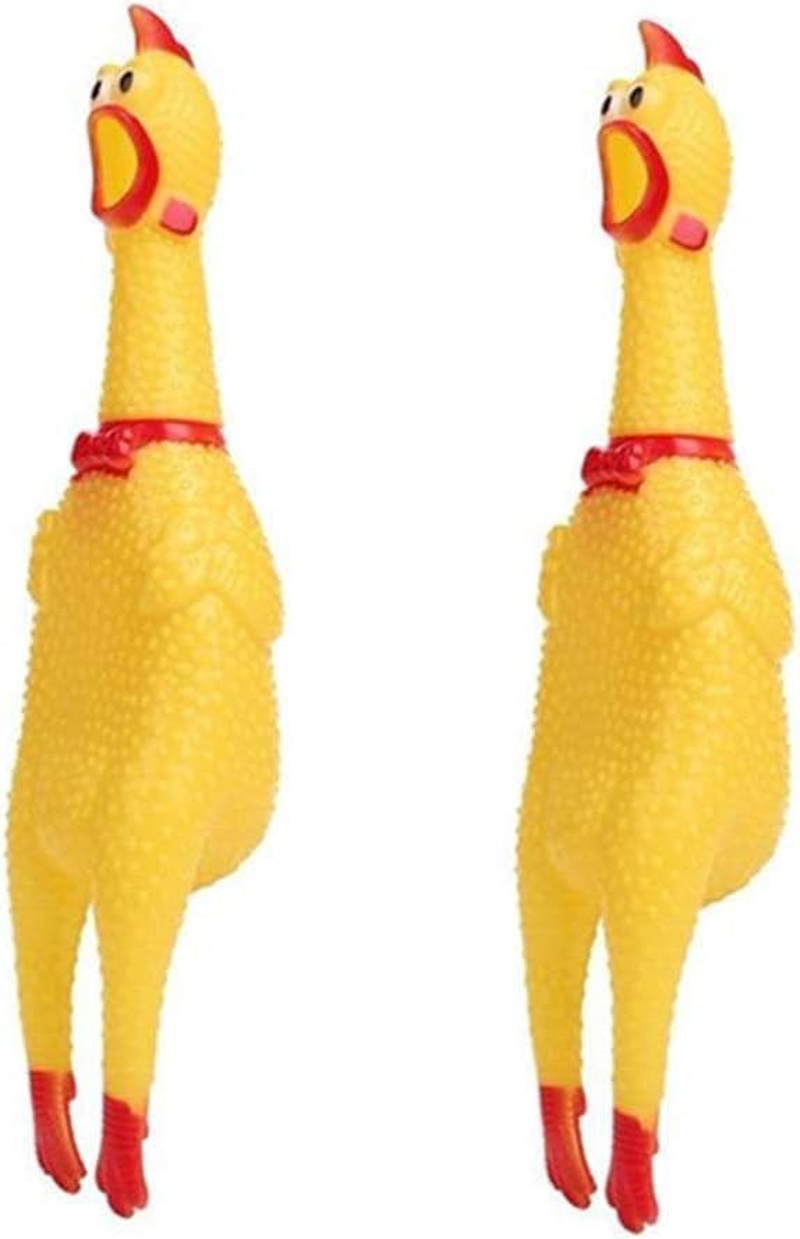 Rubber Chicken Toy 2 Pack 30 Cm Yellow Squeaky Dog Toy, Funny Chicken Toy Compatible with Dogs, Party Decorative Gift,- Haheihei