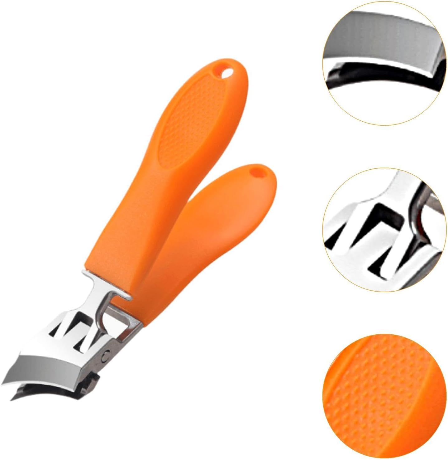 Angled Nail Clippers, Wide Opening for Elderly, Large - Stainless Steel Nail Clippers for Men, Thick Nails, Orange image number 4