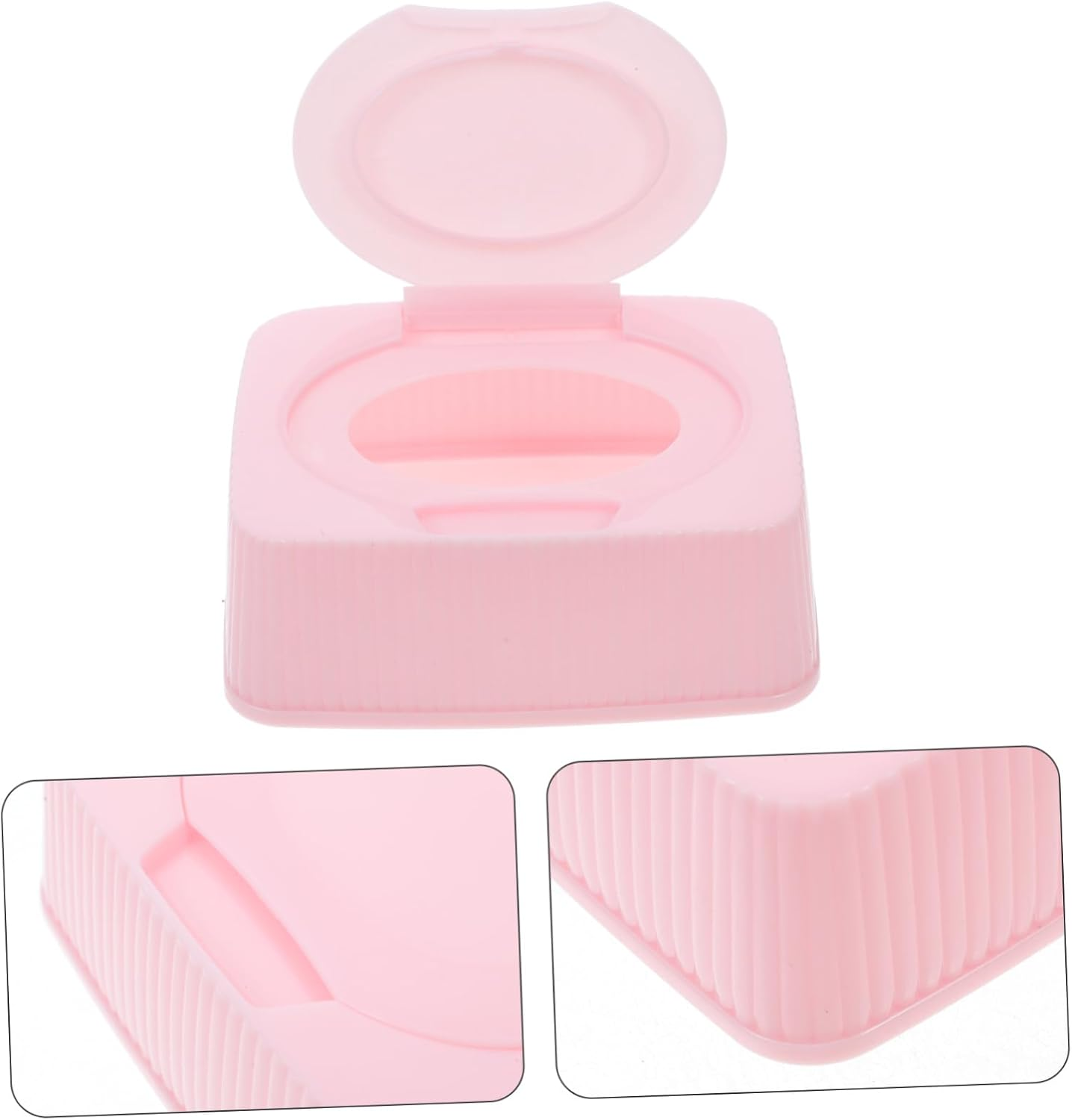 Baby Wipes Dispenser Flip Lid Dustproof Storage Case Refillable Portable Wipe Container for Nursery Bathroom Travel, Pink image number 2