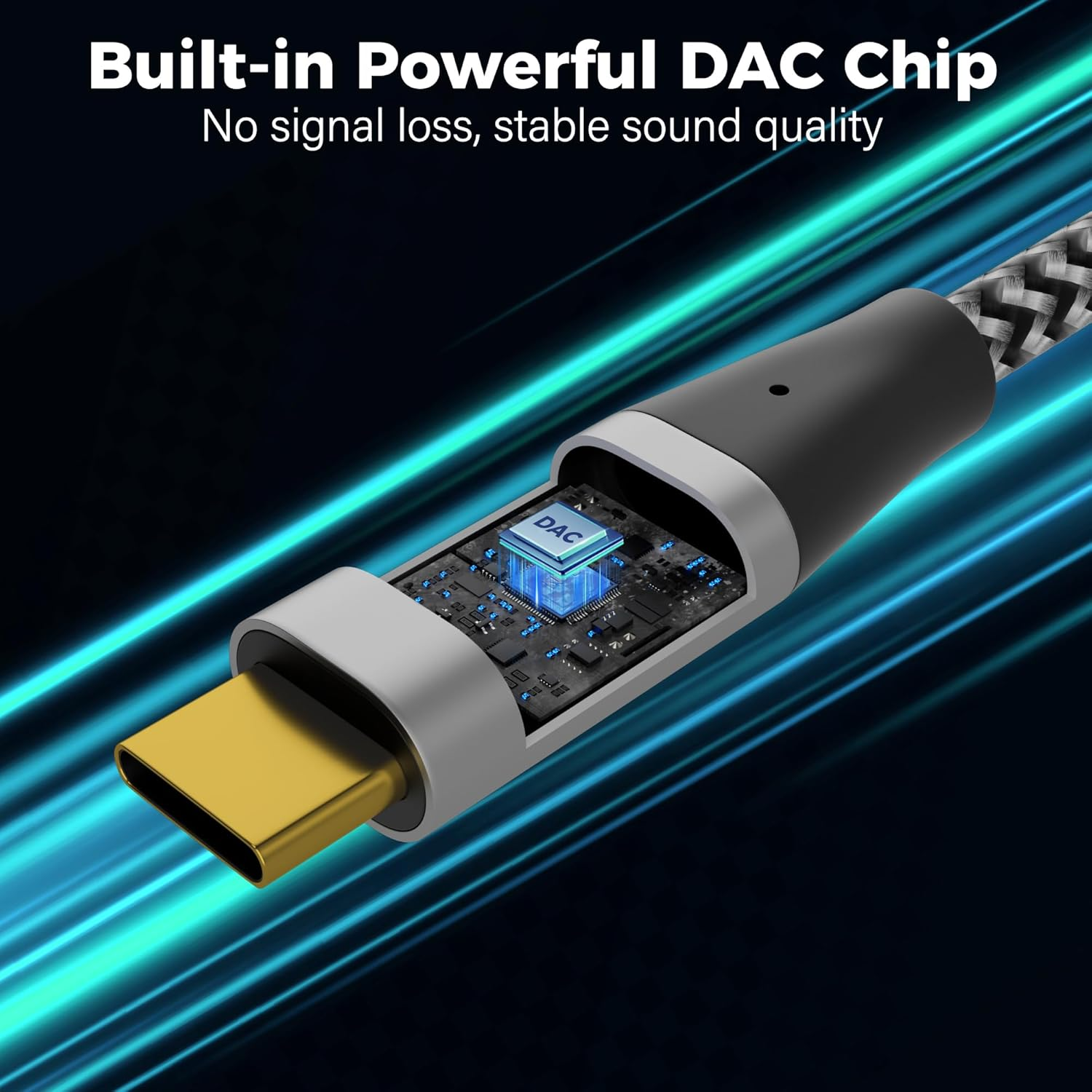 USB C to 6.35Mm TRS Stereo Audio Cable 4 FT, USB Type-C to 1/4" Audio Adapter Aux Jack Stereo Cord, Gold-Plated Connector, Nylon Braided Jacket, DAC Chip, Hi-Fi Sound Quality, Not for Recording image number 2