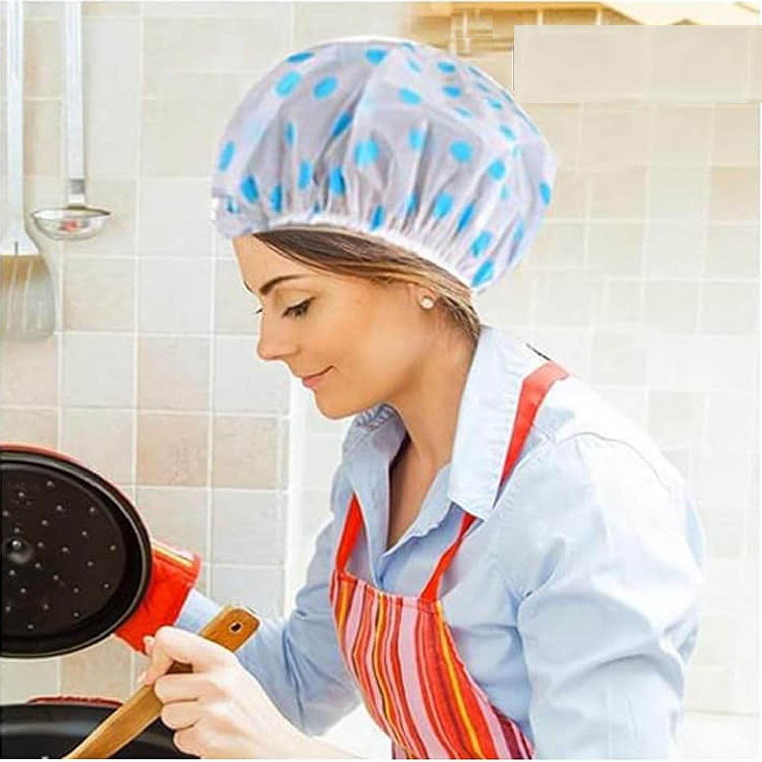 12 Pieces Reusable Waterproof Shower Caps,Beauty Salon Spa Shower Caps,Combo Pack Bath Caps,Lace Elastic Band Bath Hair Hat Fit for Home and Travel Suitable for Women Ladies