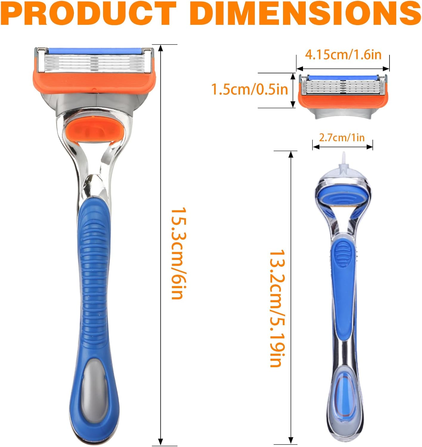 Shaving Kit, Men'S 5-Blade Razor with 12Pcs Razor Blade Shaving Razor Blade Refills for Gillette Fusion 5, Orange New Version 02
