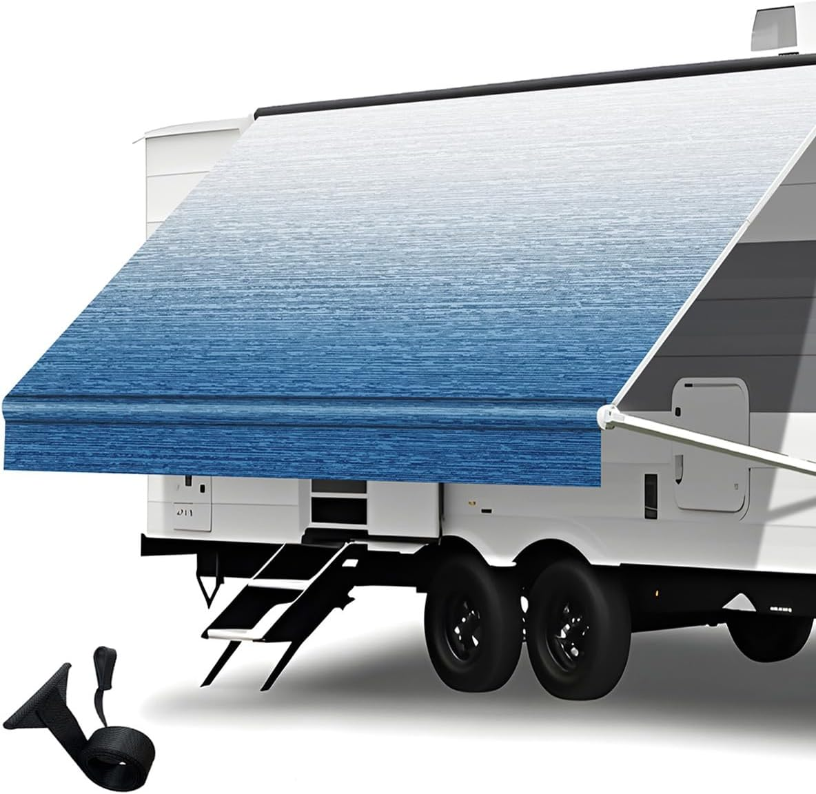 Heavy Duty RV Awning Fabric Replacement - 19.5Oz Vinyl Camper Awning - Waterproof & Uv-Resistant - Universal Canopy for Camper, Trailer and Motorhome (Gray Fade, 17Ft(Fabric 16'2"))