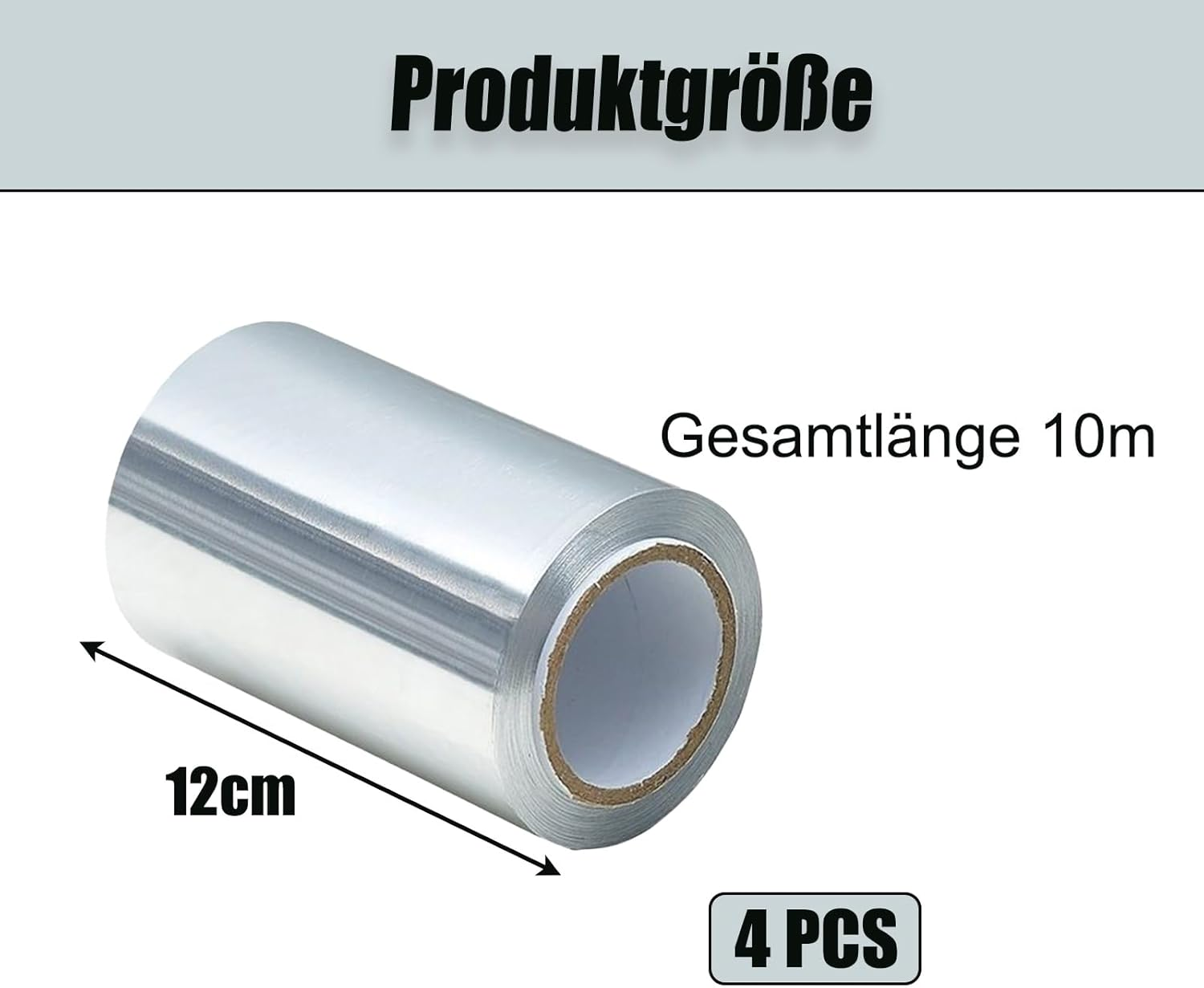 Pack of 4 Aluminium Foil Hairdressers, Hairdresser Foil Strands, Compact and Comfortable, Suitable for Hair Styling Arts Such as Nail and Hair Dyeing, Perming and Curling Care (12 Cm X 10 M, Silver) image number 4