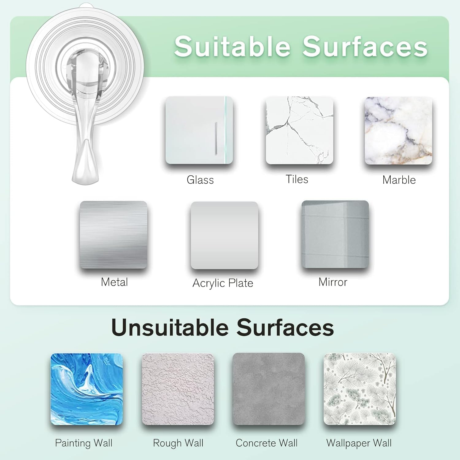 4 Pack Multi-Purpose Suction Cup Hooks, Strong Reusable Vacuum Heavy Duty Suction Hooks for Bathroom Window Glass Kitchen, Hangers for Towel Loofah Utensils Bathrobes image number 2