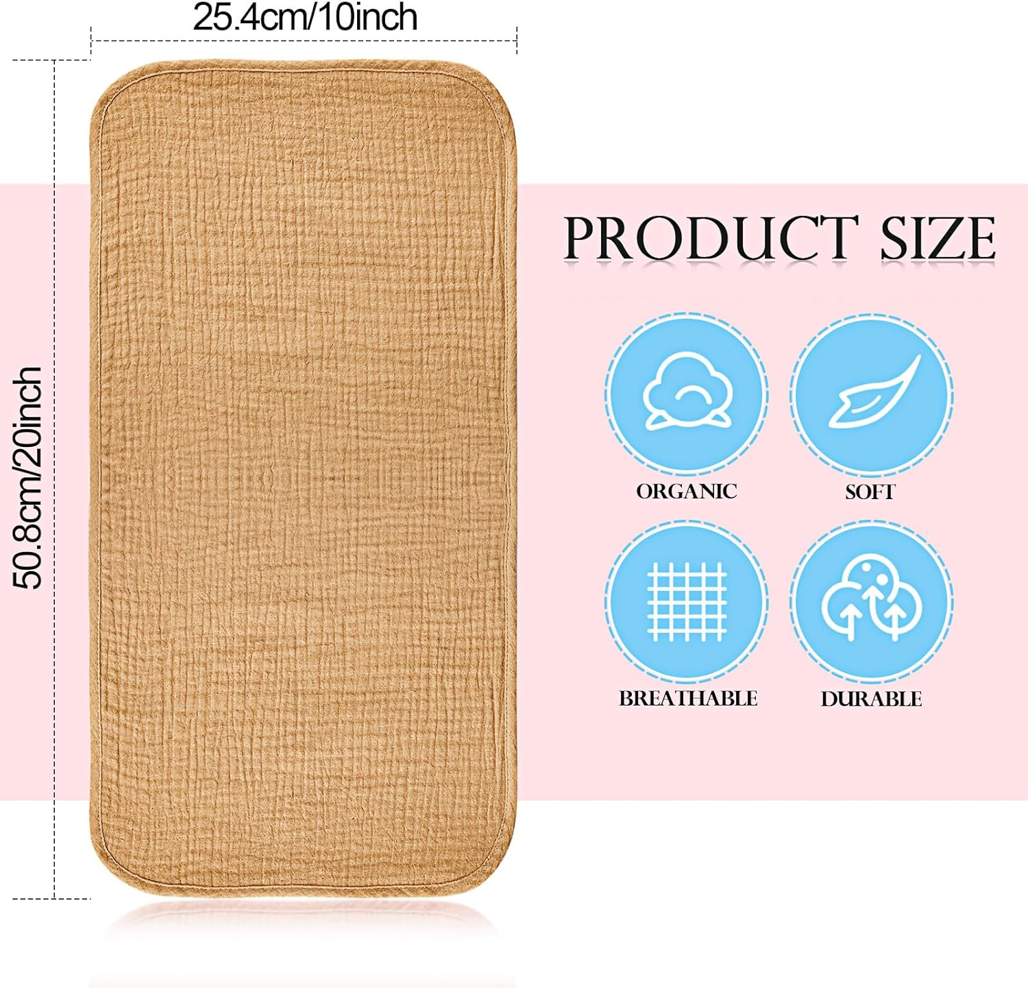 Hicarer 6 Count Muslin Burp Cloths Cotton Baby Burping Rags Large 20 X 10 Inch 6 Layers Spit up Rags Soft Absorbent Multicolor Wash Cloths Diapers for Newborn Baby Girl Boy(Retro Colors Series) image number 2