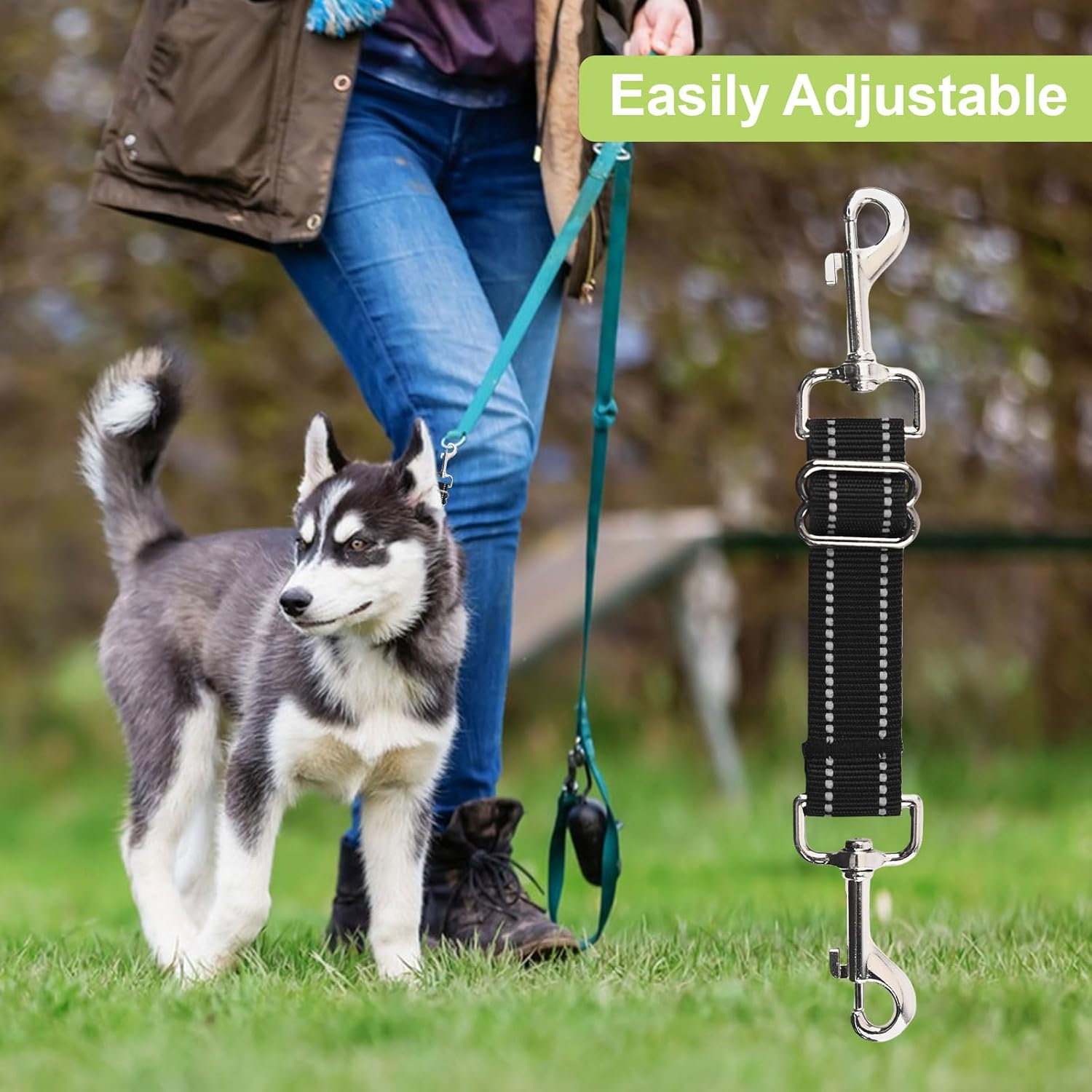 UFURMATE Dog Collar Clips, Adjustable Double Sided Collar Clasp, Leash Connector, Quick Release, 360 Degree Rotating Clips for Dog Walking, Camping, Hiking, Black, 2 image number 4
