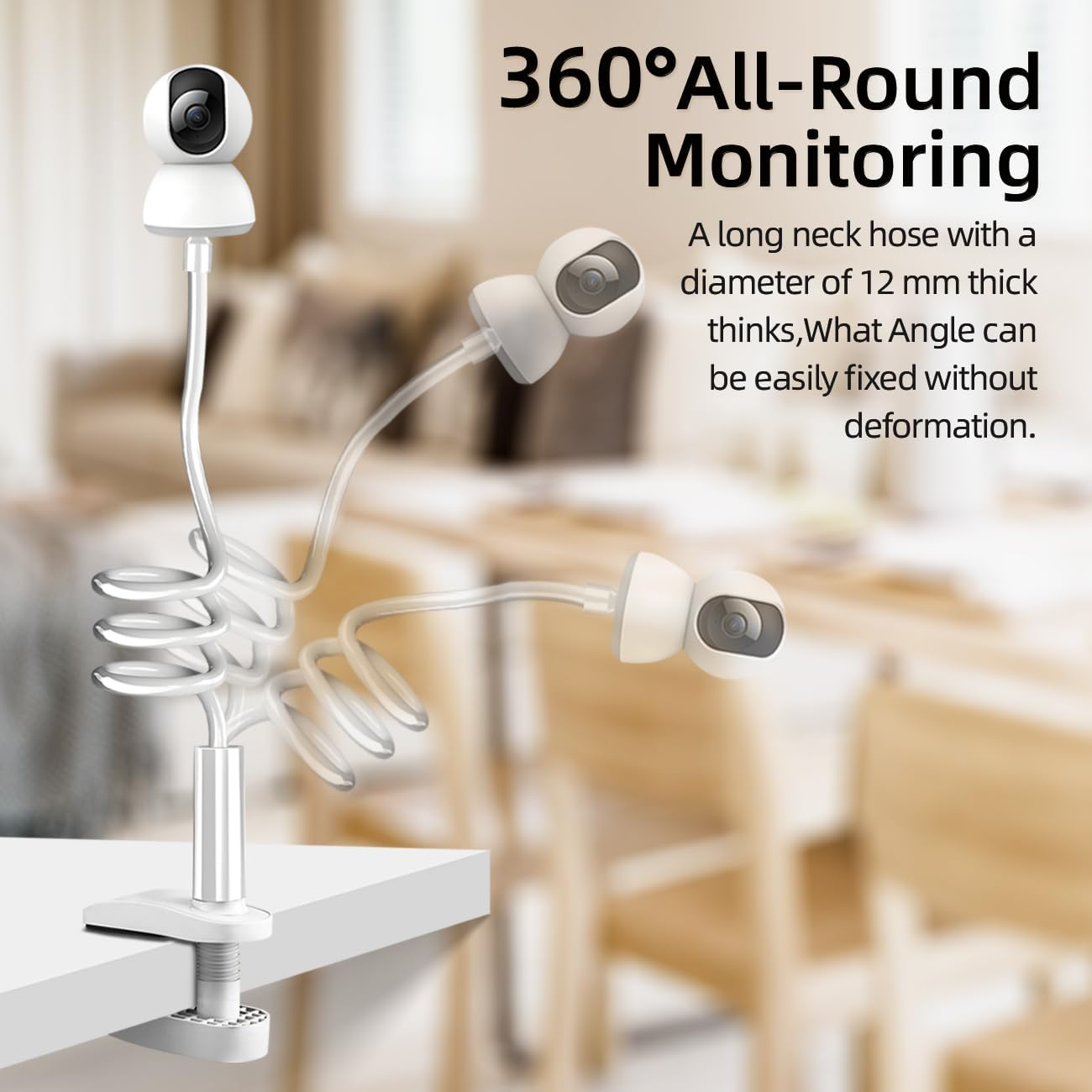 Universal Baby Monitor Mount - No Drilling Required Baby Camera Holder Crib Camera Stand with 1/4 Screw Twist Compatible with Arlo, Motorola, Hello Baby and Most Monitor Cameras (Clip on 1.1M) image number 6