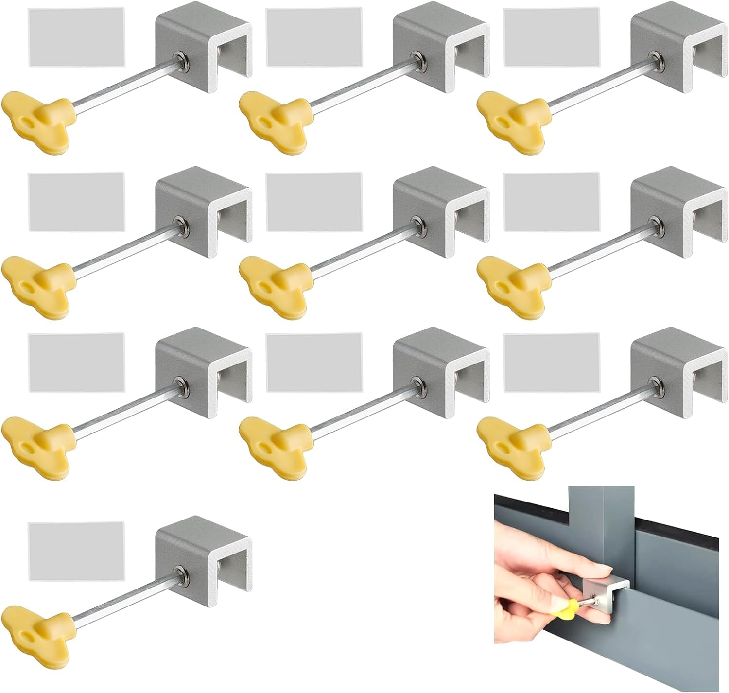 10 Pcs Sliding Window Locks with Key, Adjustable Security Locks for Vertical or Horizontal Windows and Doors, Childproof Aluminum Safety Lock for Home and Office Use image number 4