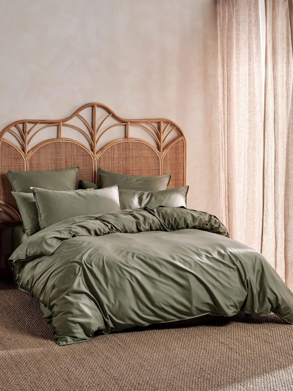 Linen House Nara 400TC Bamboo/Cotton Moss King Quilt Cover Set image number 2