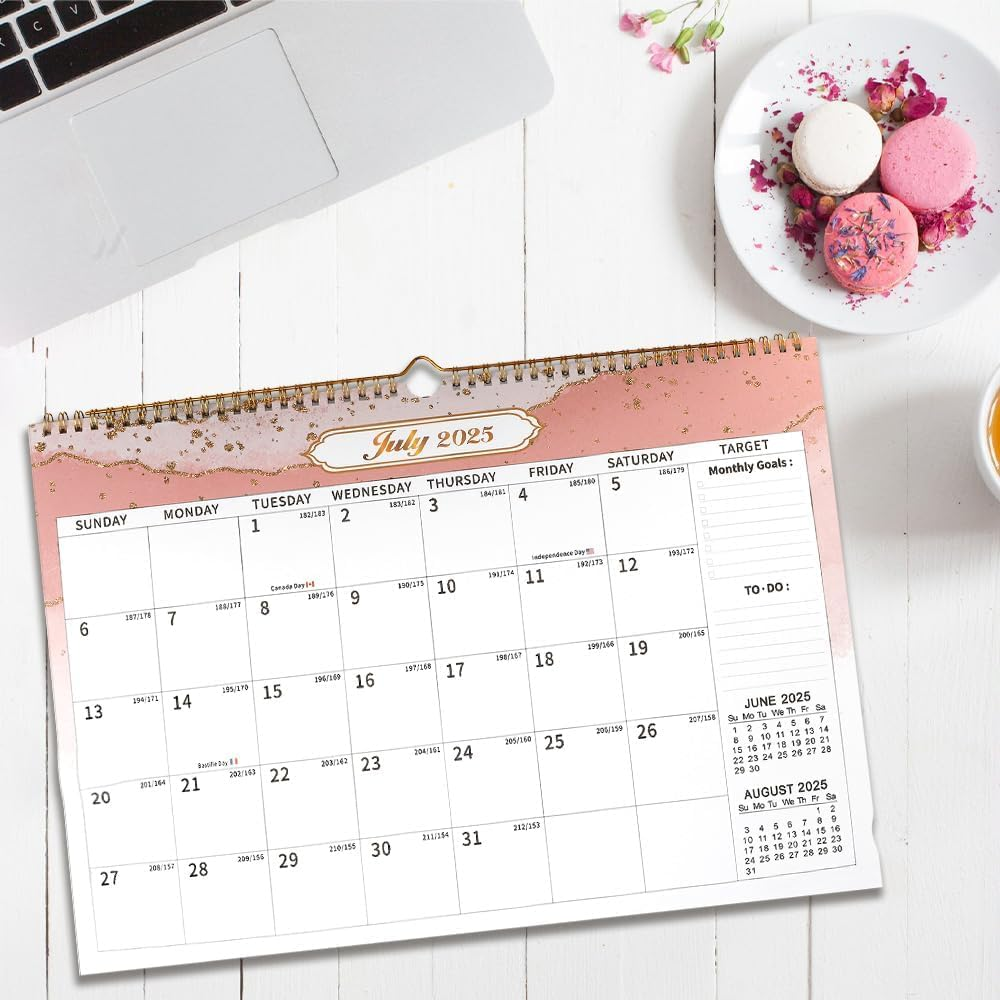 2025 Wall Calendar,January 2025-June 2026,18-Month Calendar 2025-2026 with Blank Blocks for Family Scheduling,Wall Mount,For Organizing at Home,School & Office,Standing Flip Calendar with Thick Paper