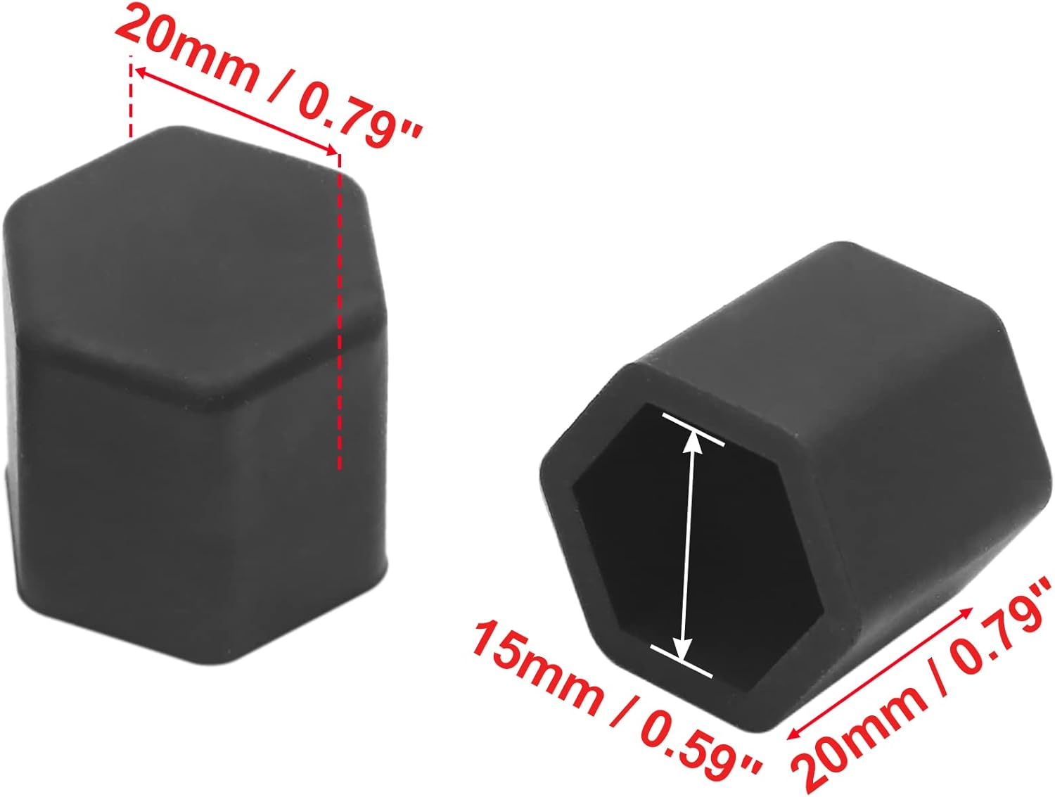 Uxcell 20Pcs 15Mm Rubber Car Wheel Tire Tyre Nut Screw Lug Dust Cover Caps Hub Protector Black Universal Replacement image number 2