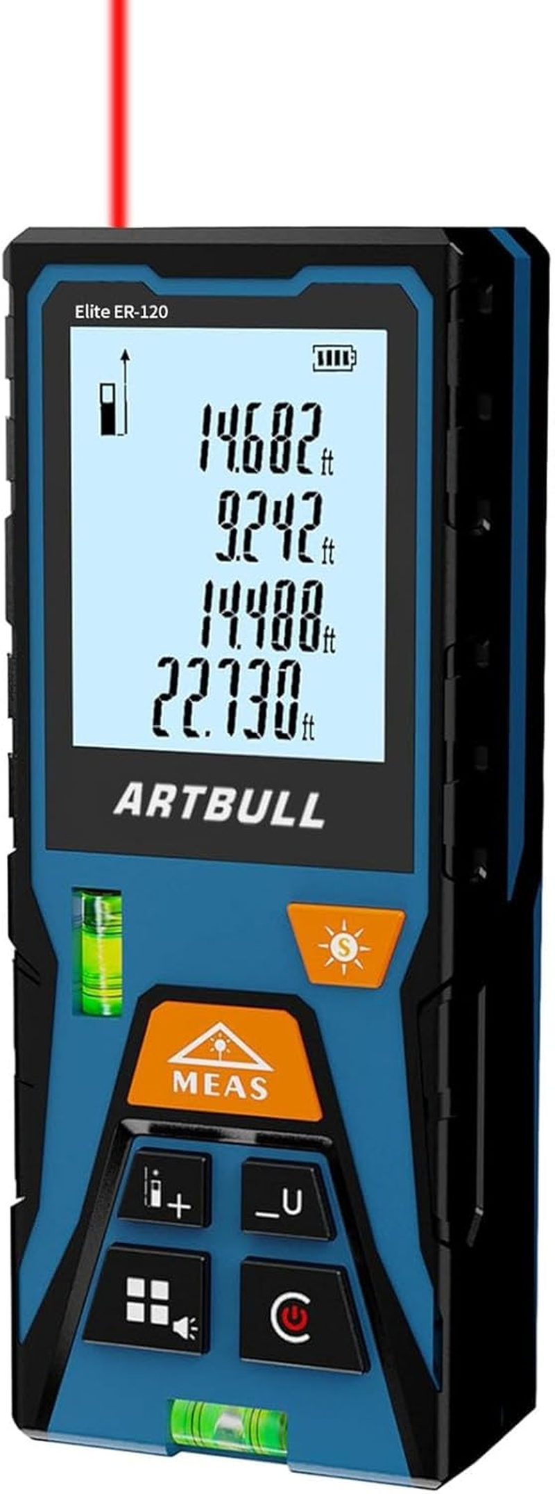 Laser Distance Meter 196Ft Digital Laser Measuring Tool with LCD Backlit Display, Pythagorean Mode, Area & Volume Calculation, &plusmn;2Mm Accuracy, Class II, Electronic Tape Measure for DIY and Construction