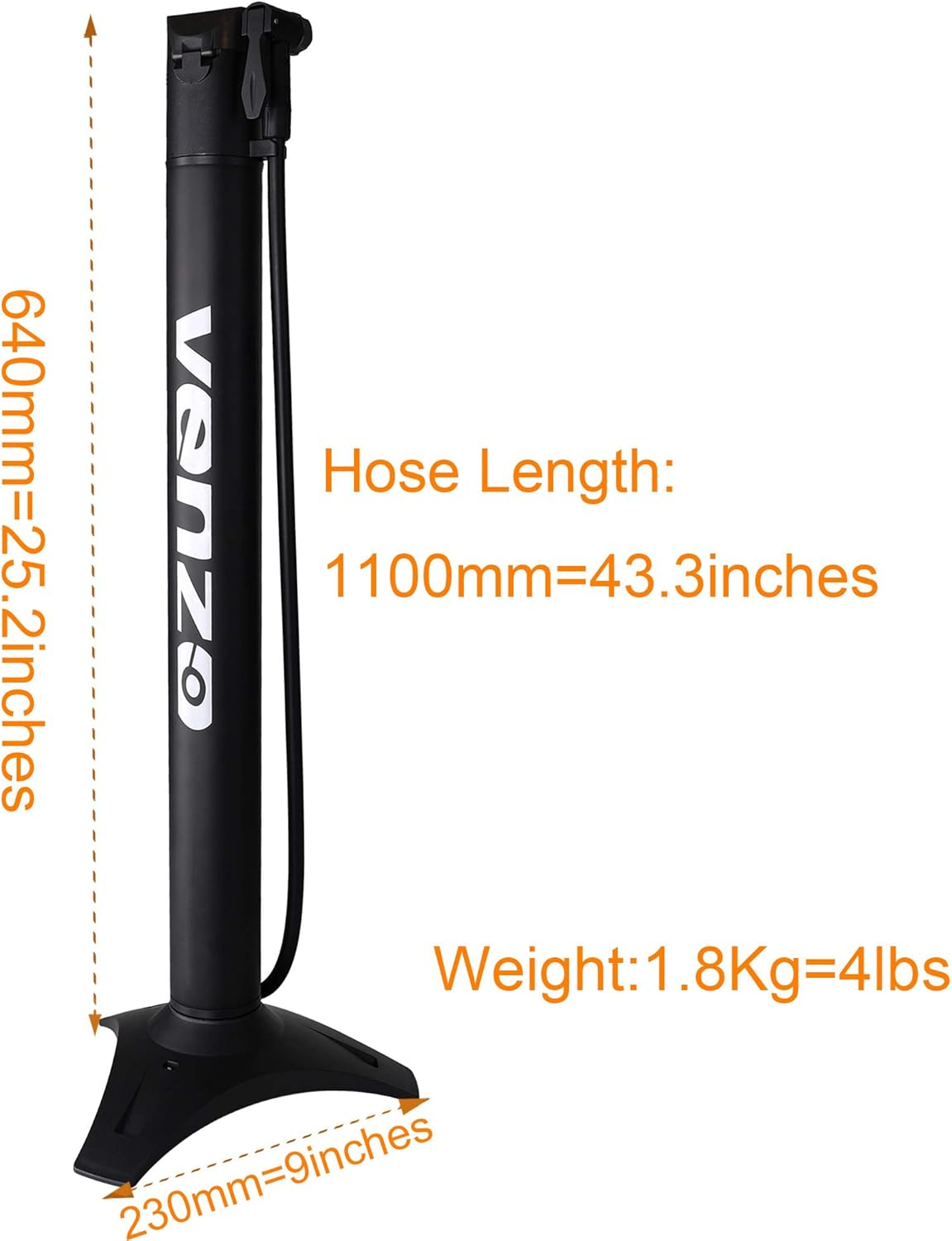 VENZO Road Mountain MTB Bike Bicycle High Pressure 160 PSI Floor Rechargeable Reserve Air Tank for Tubeless Tire Rechargeable Air Tank image number 4