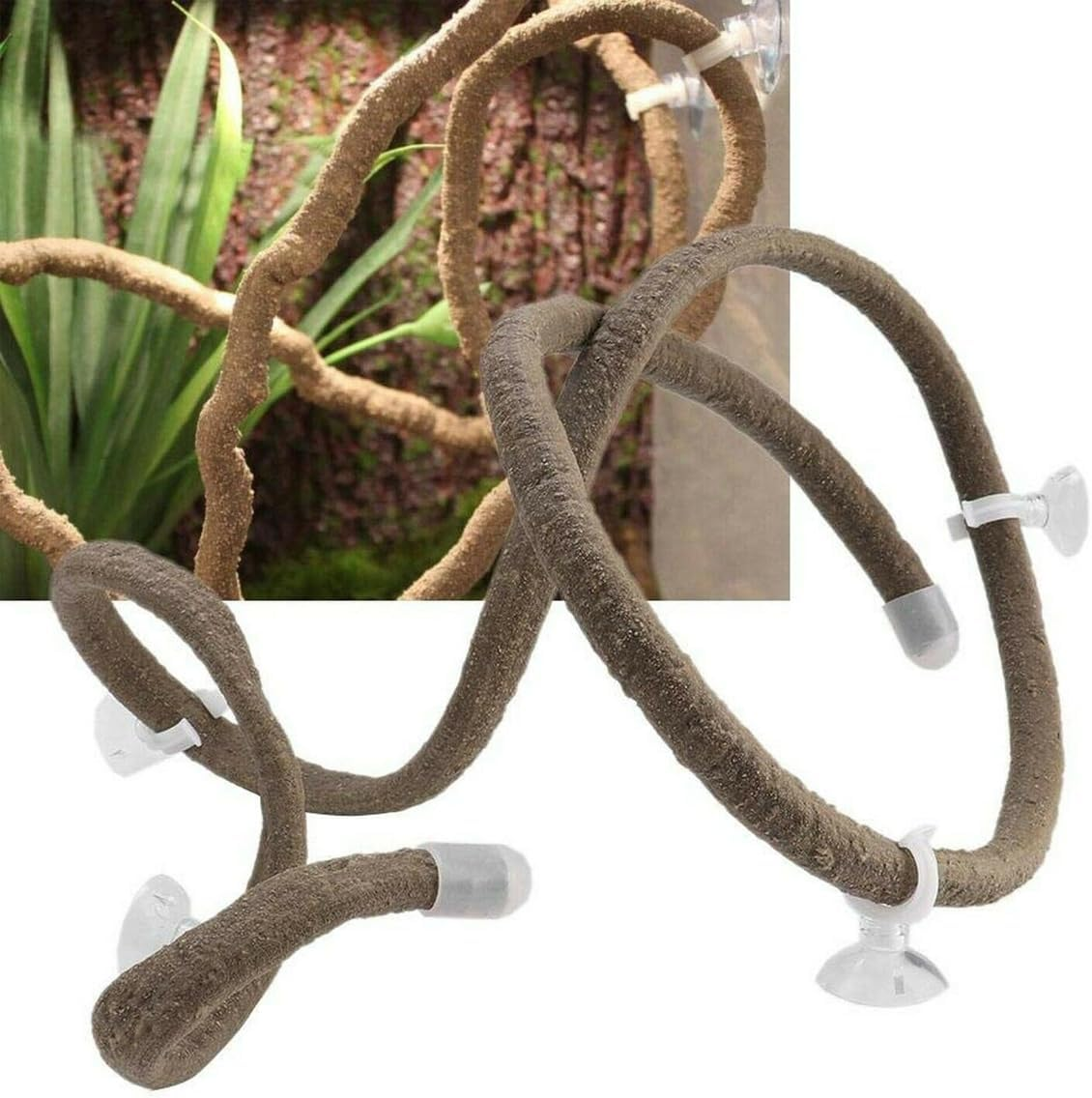 Artificial Tree Vine Lizard Chameleon Snake Climbing Vine with 2M Long Decorative Leaves, Rattan Climbing Plant for Pet Enclosure, Crawler Habitat Fake Vine with Suction Cups, Suitable for Reptile Ter image number 2