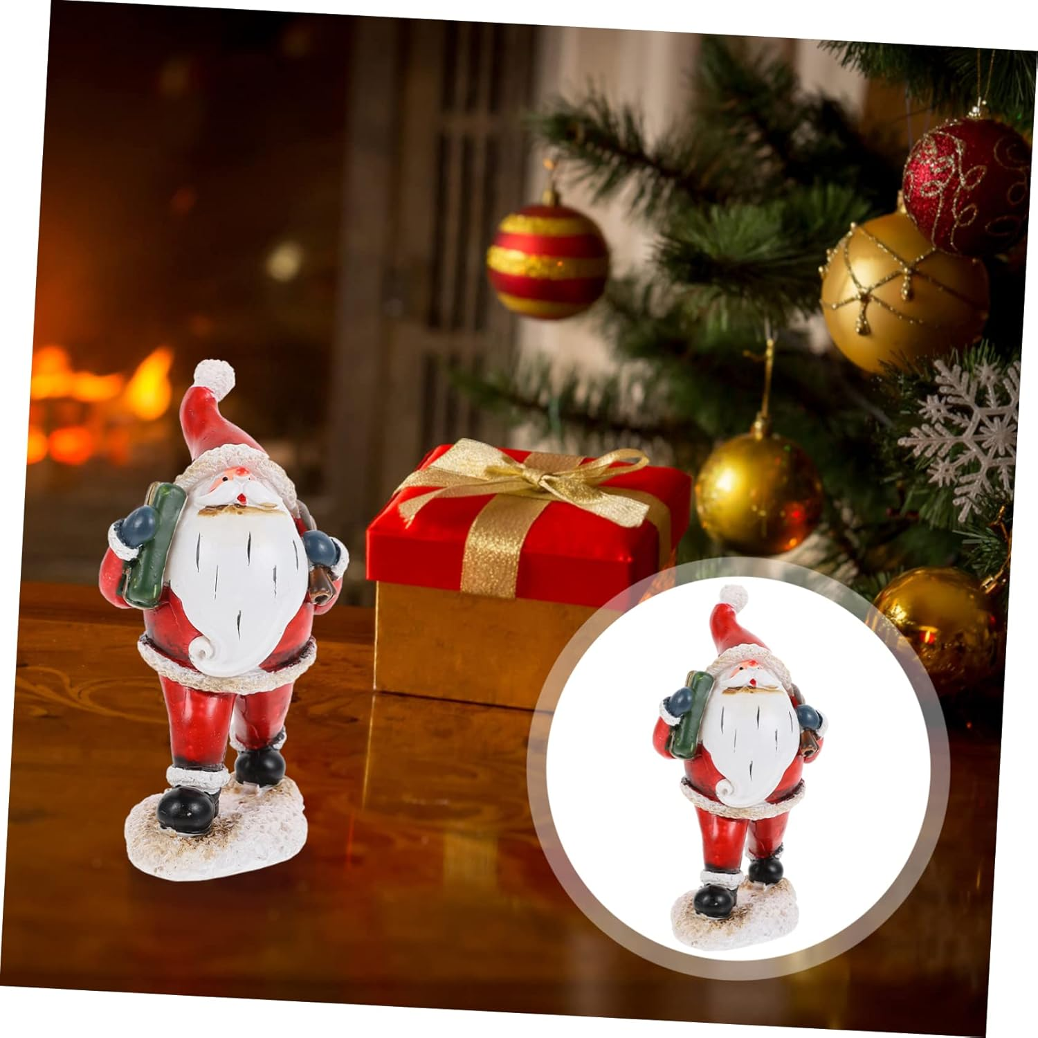 KOMBIUDA Santa Claus Ornaments Resin Christmas Decoration Desktop Adornment Creative Santa Claus Decor Xmas Presents for Home and Party - Multi image number 7