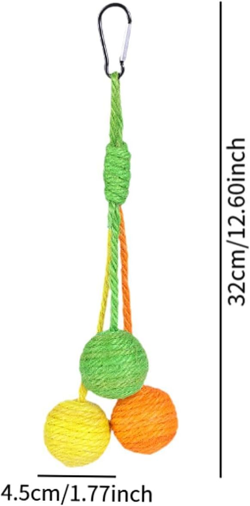 Yuksok Cat Toy Sisal Ball Scratching Ball Chew Self Play Bite Pet Supplies Eco Friendly 32Cm Length Hanging Cat Toy Long Rope Teaser, Yellow Orange Green image number 4