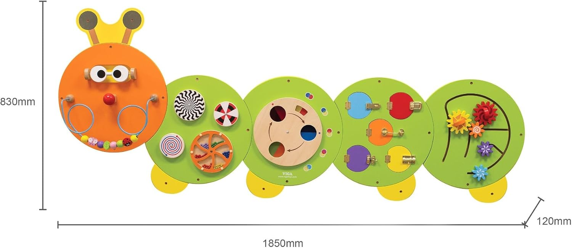 Viga Wooden Caterpillar Wall Toy, Multicolour image number 6