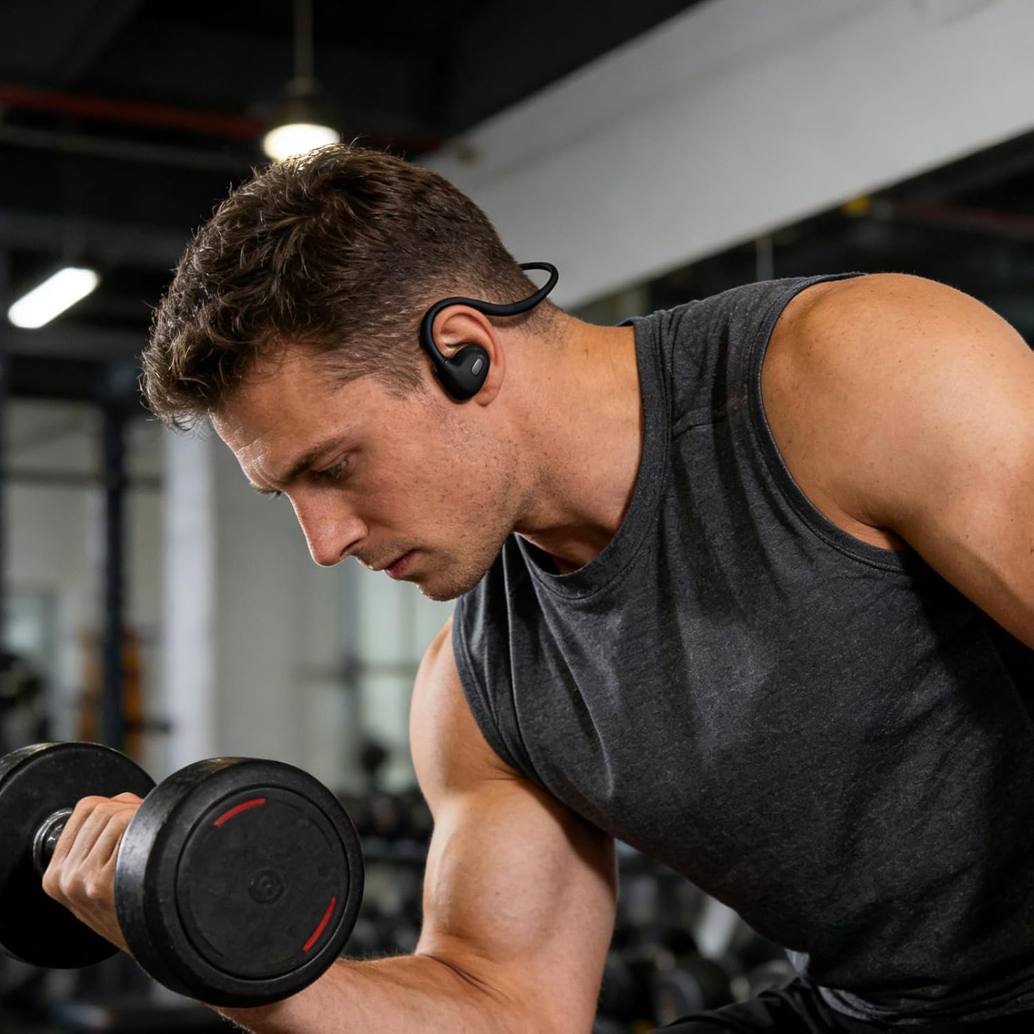 Bone Conduction Earphones,Open Ear Sweat Resistant Earbuds | Exercise Headphones | for Outdoor Travel Commuting Cycling Hiking Training Running Workout Gym Fitness image number 2