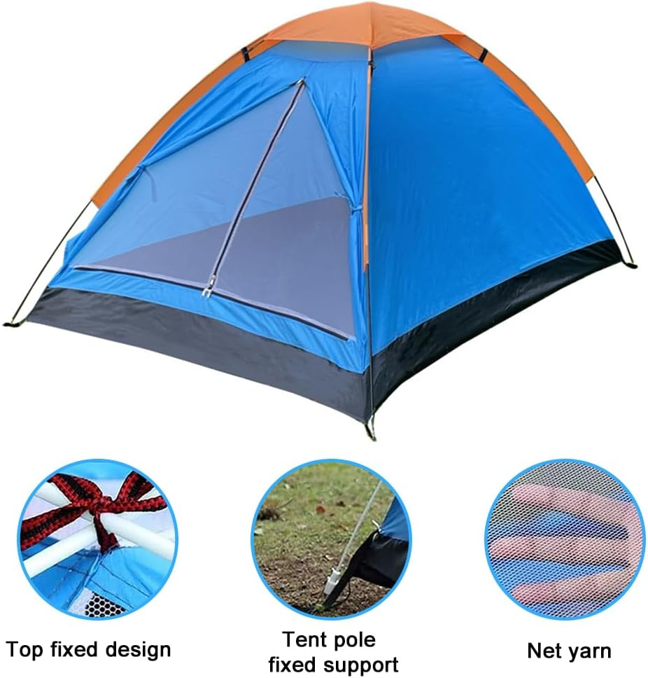 1-3 Person Camping Tent, Backpacking Tent, Easy Set up Shelter Trips Tent, Double Single Floor Dome Tent, Blue image number 1