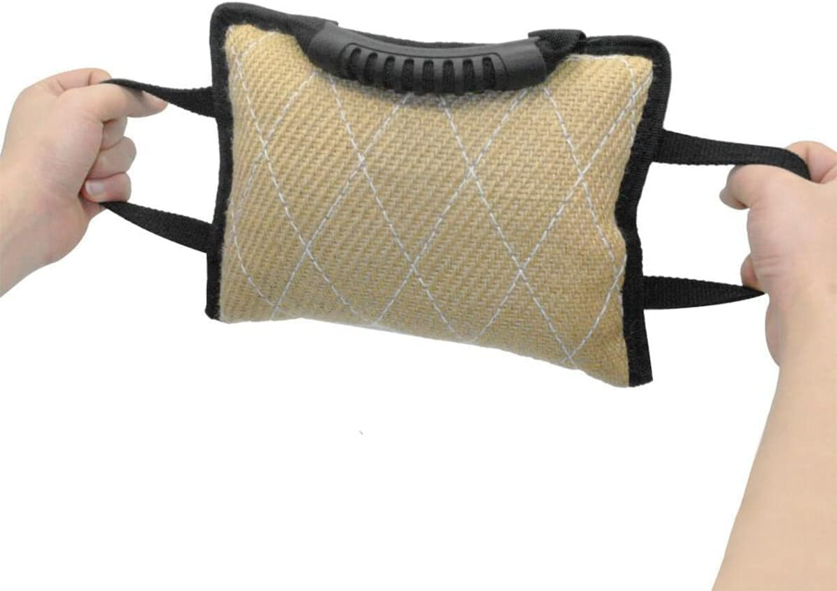 NCONCO Pet Dog Bite Tug Toys Durable Dog Linen Bite Pillow Dog Pull Toy with 3 Handles for Dog Training image number 4