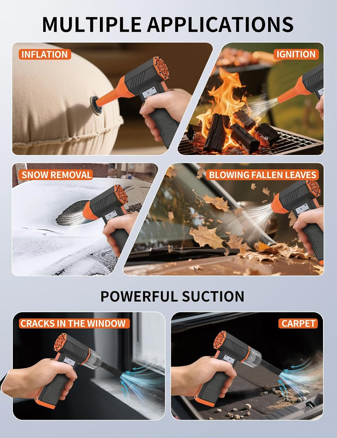 2-In-1 Electric Air Duster Mini Vacuum - Compressed Air Blower with Suction Head, 52M/S Cordless Computer Keyboard Cleaner, Rechargeable PC Accessories Dust Collector (5000Mah)