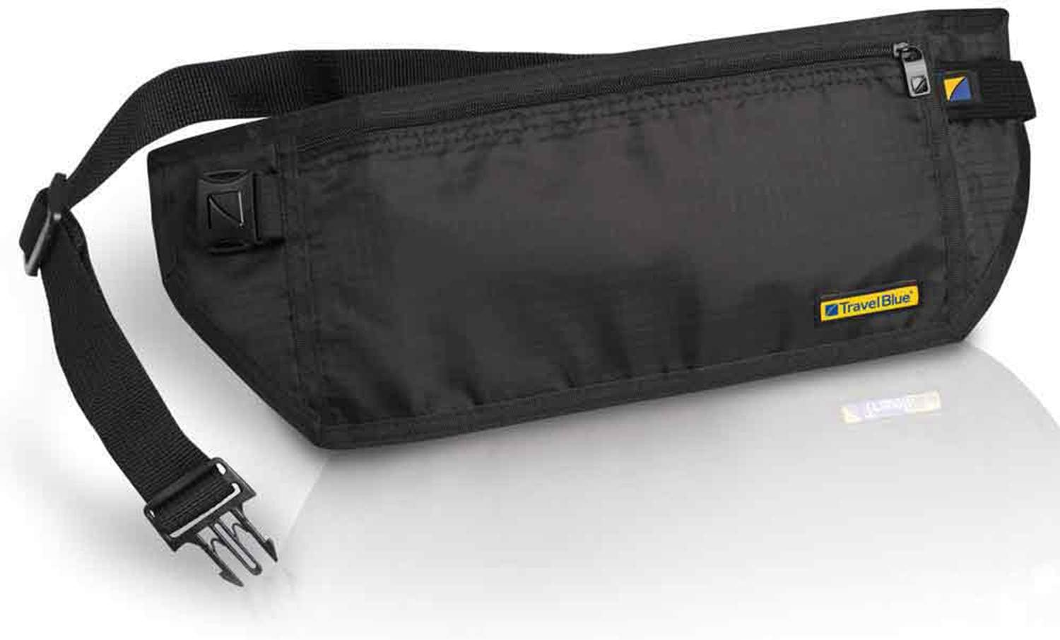 Travel Blue Security Money Belt &ndash; Premium Water-Resistant Waist Pouch for Cash, Passport & Cards (Black)