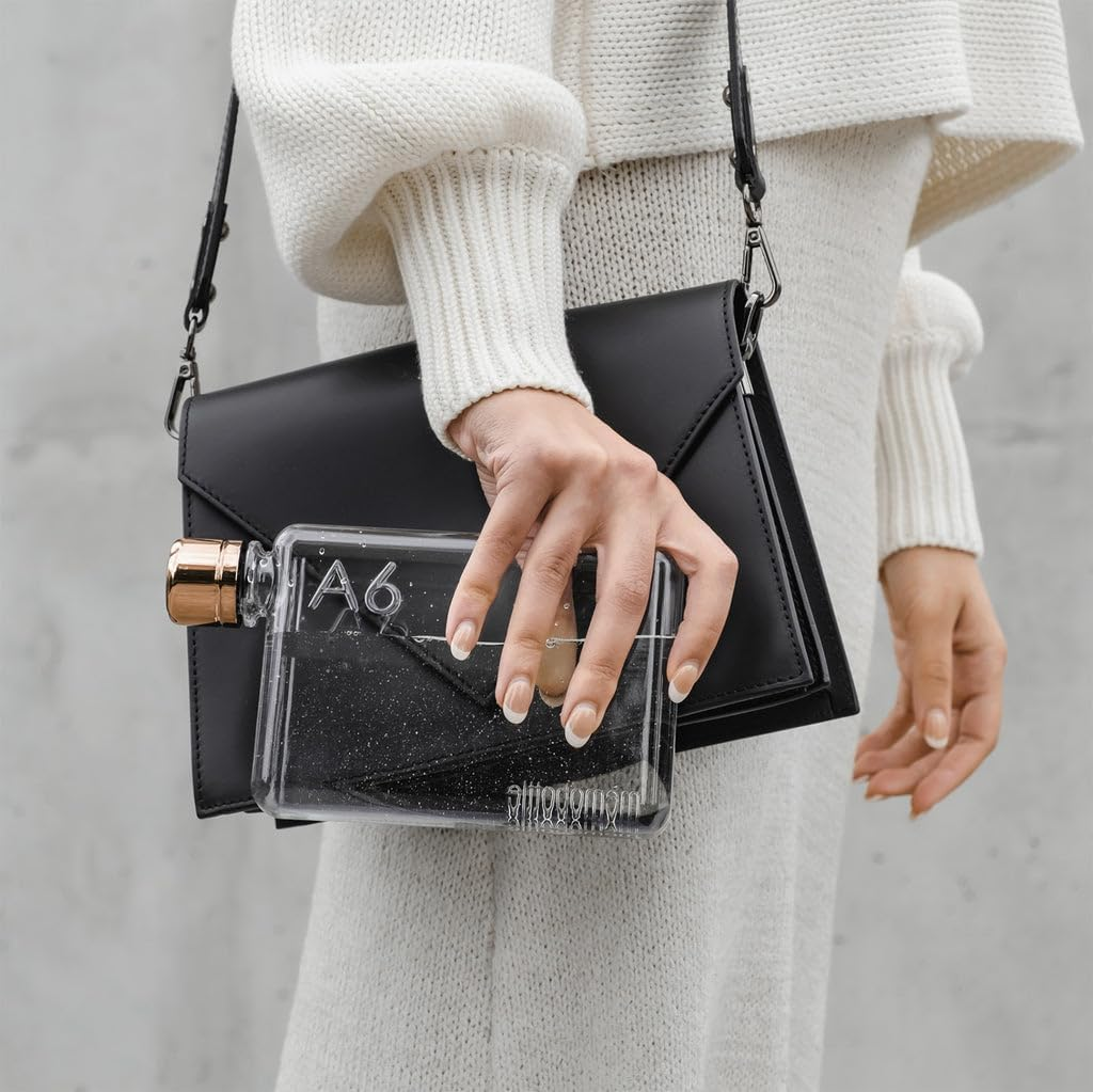 Slimbottle A5 (25Oz / 750Ml) & A6 (14Oz / 420Ml) the Flat Water Bottle That Fits in Your Bag I BPA FREE I Transparent/Clear Water Bottle (A6-420Ml) image number 1