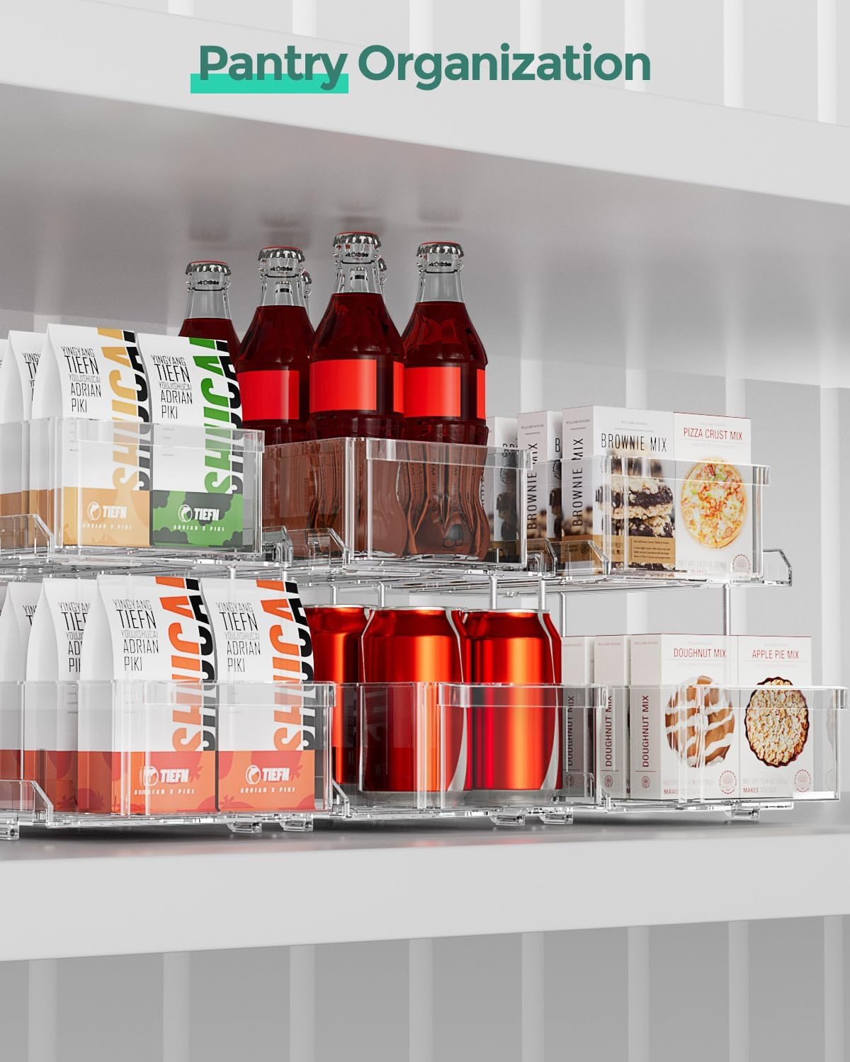 IPOW 2 Pack of 2 Tier Pull Out Kitchen Storage Organizer with Dividers, Organiser for Kitchen Bathroom Pantry Storage, Medicine Cabinet, under Sink image number 4