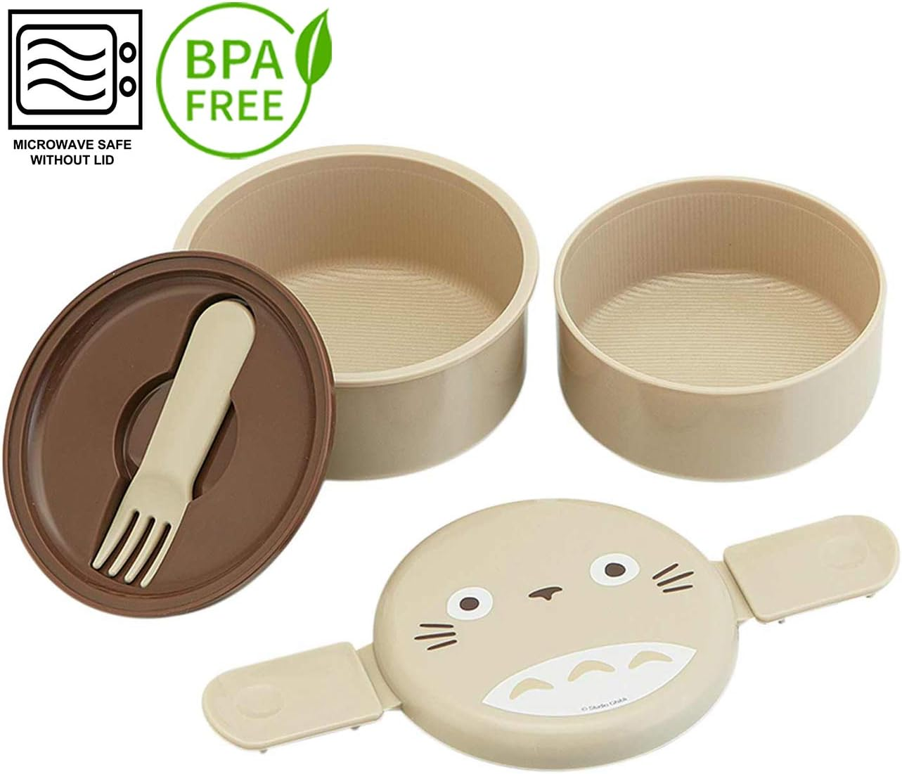 Skater ONWR1-A round Lunch Box with Fork, 16.9 Fl Oz (500 Ml), My Neighbor Totoro, Ghibli, Made in Japan - Jiji Kiki'S Delivery Service image number 2