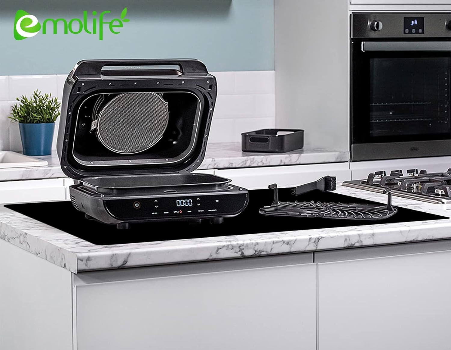 Emolife Heat Resistant Mat for Air Fryer Site On, Thick Silicone Mats for Kitchen Counter, Countertop Protector, No-Slip (Black) - Black image number 5