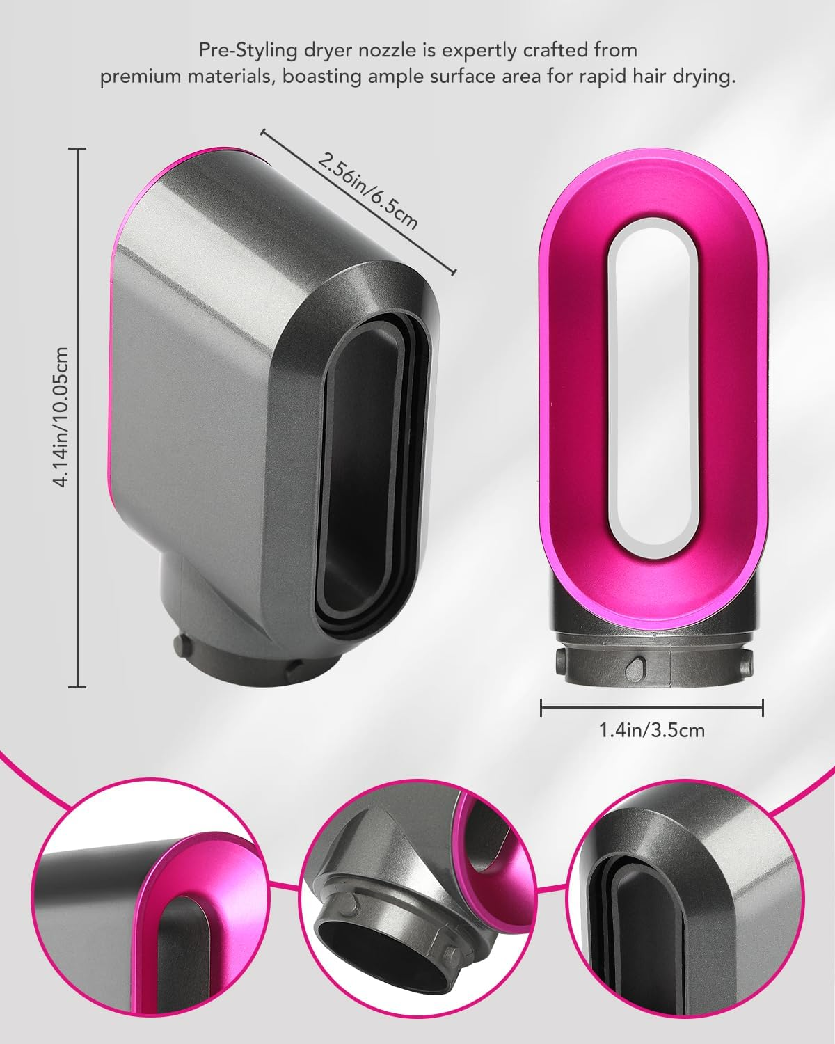 Pre-Styling Dryer Nozzle for Dyson Airwrap HS01/HS05 &ndash; Fast Drying Attachment, Nickel/Fuchsia (Part 969759-01) image number 2
