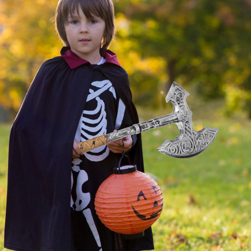 Holibanna 2Pcs Axe Costume Prop Fake Long Axe with Handle Halloween Lumberjack Cosplay Costume Trick Props Funny Decorations Silver image number 1