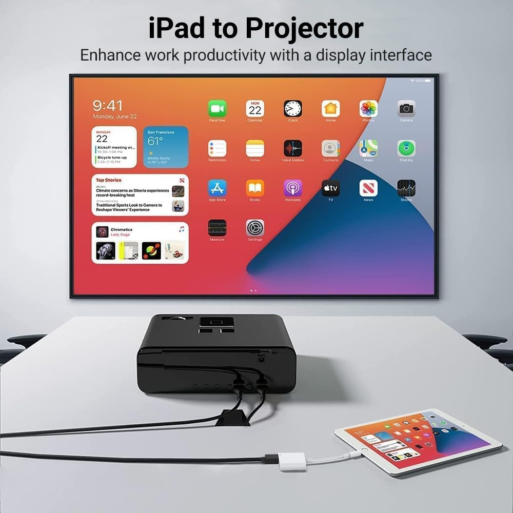 HARIBOL Lightning to HDMI Adapter, Lightning to Digital AV Adapter, Iphone to HDMI Adapter 1080P Sync Screen Cable with Charging Port Compatible with Iphone/Ipad on Hdtv/Projector/Monitor image number 1