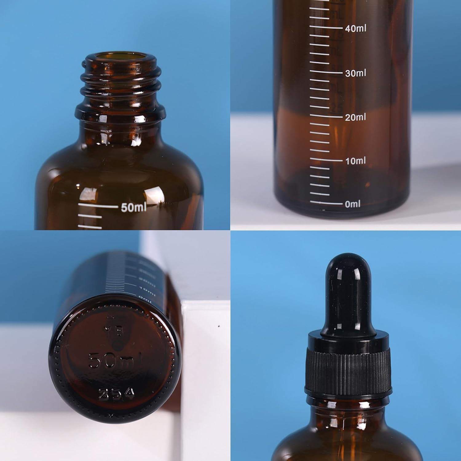 Uptuoli Dropper Bottles, 5Pcs Glass Droppers Bottles with 1 Funnel, Glass Eye Dropper Bottle with Graduated Pipette, Leakproof Essential Oils Dropping Bottle with Measured Droppers image number 1