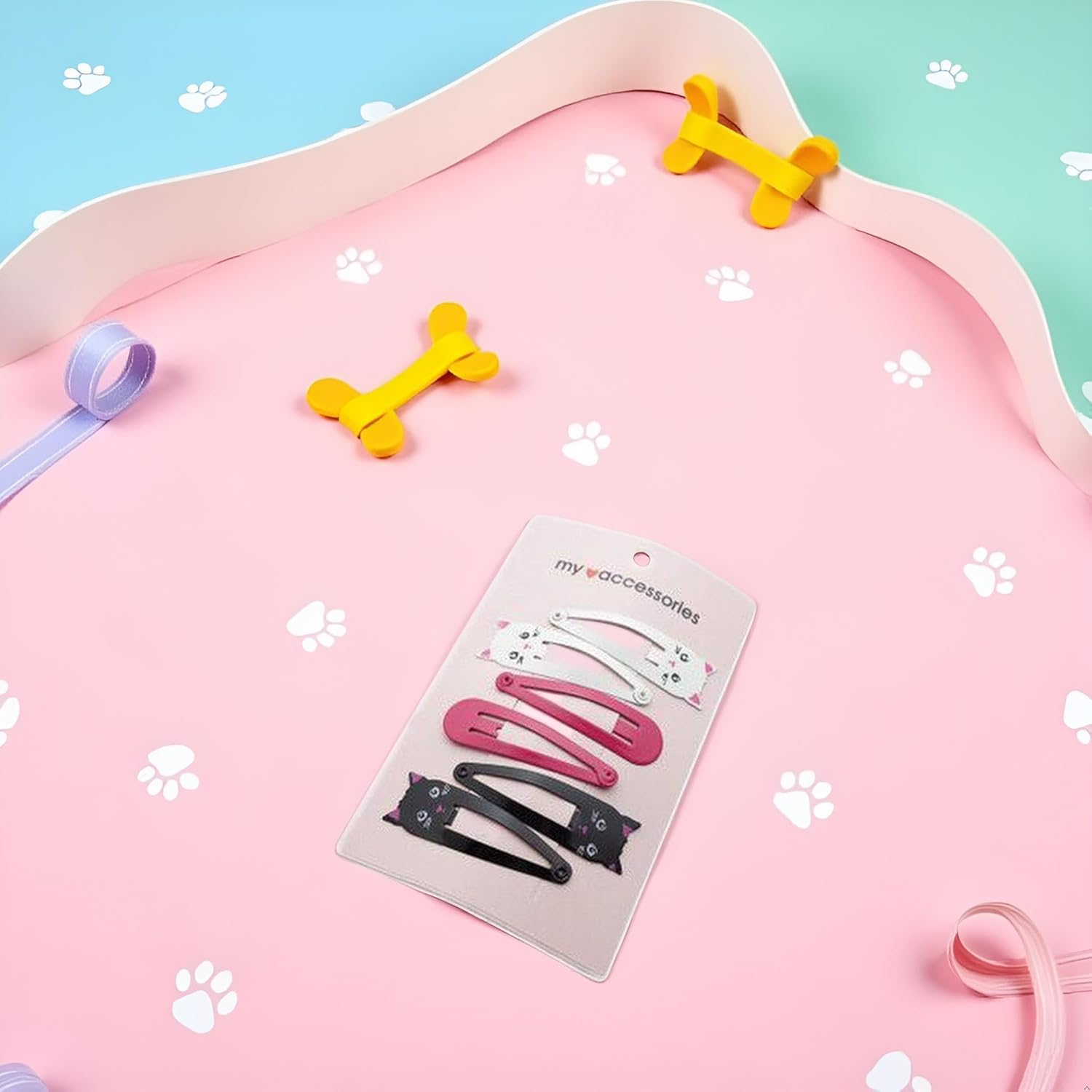 Colorful Cartoon Printed Hair Clips Fashion Girls Personalized Cat Print Hair Accessories Hair Styling Accessories Hairpins 6 Pieces image number 3