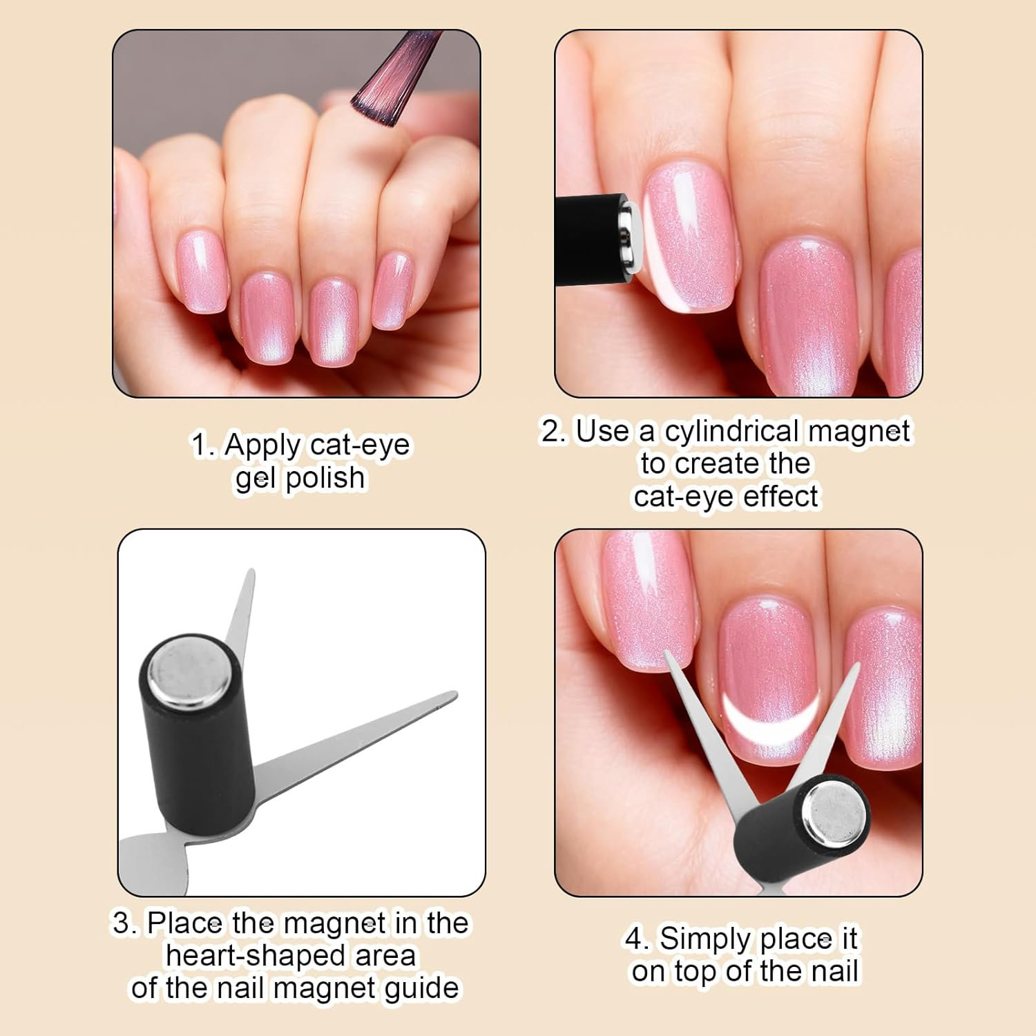 Cat Eye Nail Magnet Tool Set, Magnetic Pen with Scissor & Rabbit Shapes for Cat Eye Gel Polish Home Salon Studio Nail Design image number 4