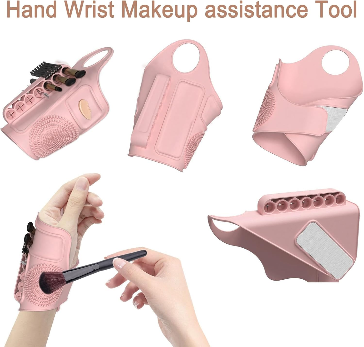 KOZTOL Makeup Mixing Palette Wrist Strap, Foldable Silicone Palette for Foundation Concealer Mix, Brush Cleaner, Make-Up Brush Storage, Wrist Assistance Tool for Make Up, Painting, Nail Art
