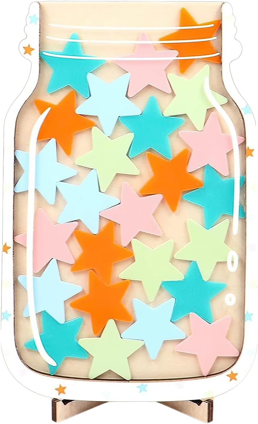 Customized Stars Reward Jar with Magnetic Chart for Classroom and Home, Kids Behavioral Management System image number 6