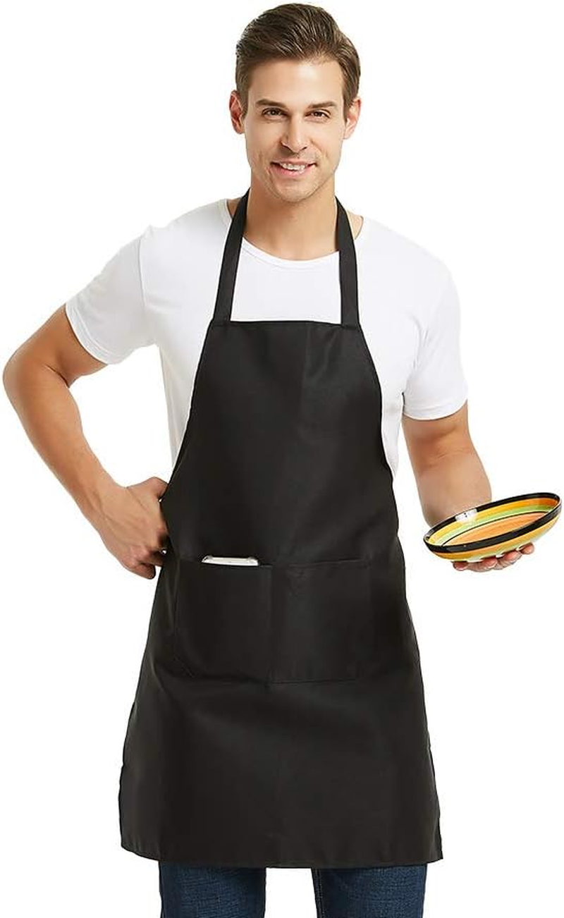 DUSKCOVE 8 Pack Bib Aprons Bulk - Unisex Black Commercial Apron with 2 Pockets for Kitchen Crafting BBQ Drawing Cooking - 8 Colors Mixed image number 5