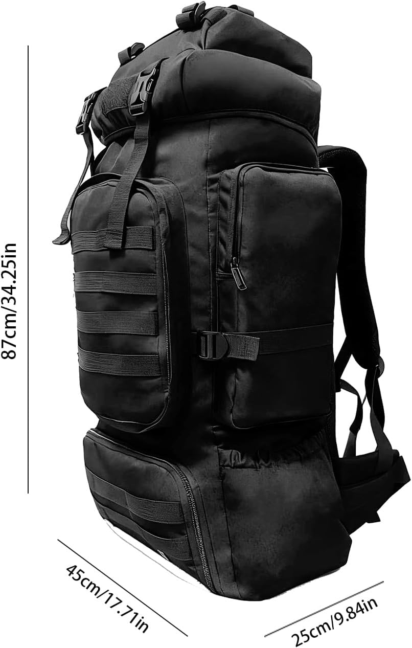 Nayubo Tactical 80L Hiking Backpack with Dedicated Shoe Compartment - Large Capacity Rucksack for Camping Backpacking Men Women - Outdoor Trekking Travel Pack (Black) image number 1