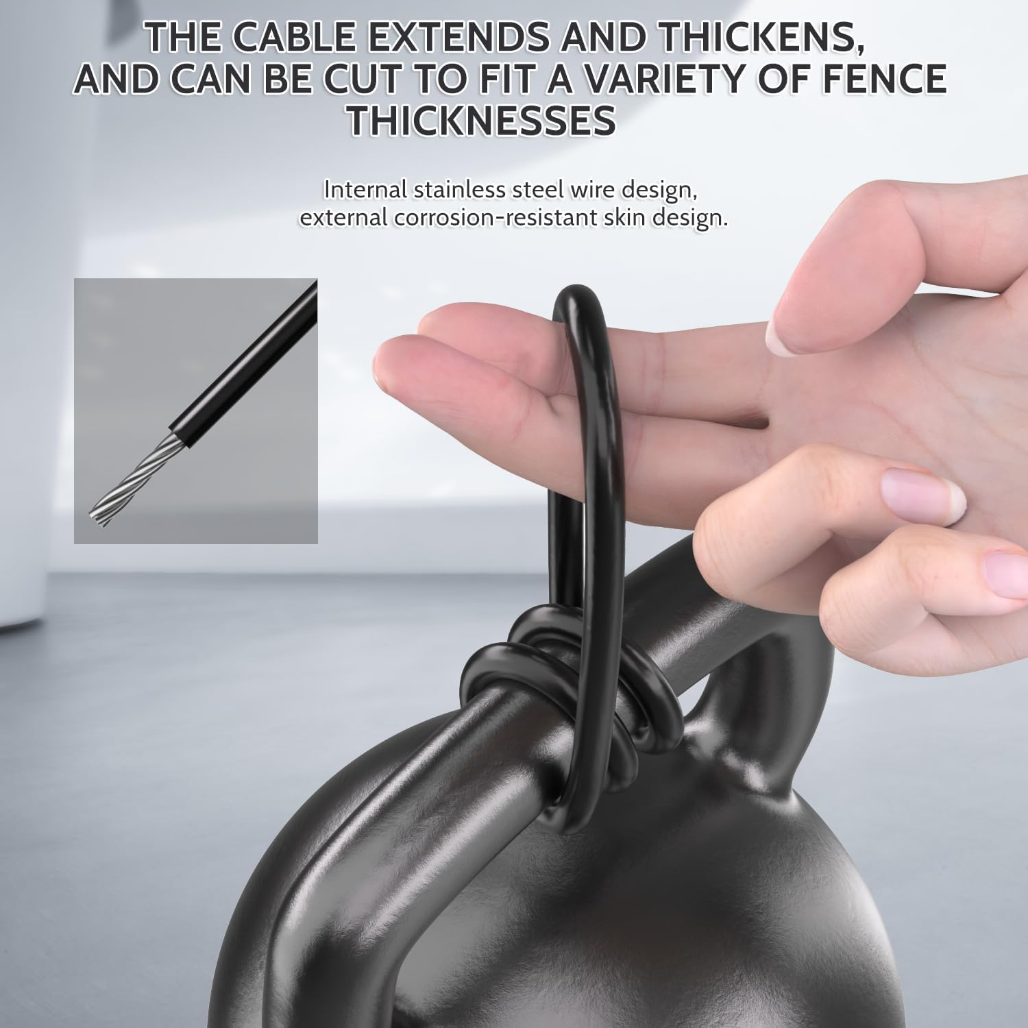 Gate Latch with Spring Cable Pull for Fence Gate - Carbon Steel - Black image number 2