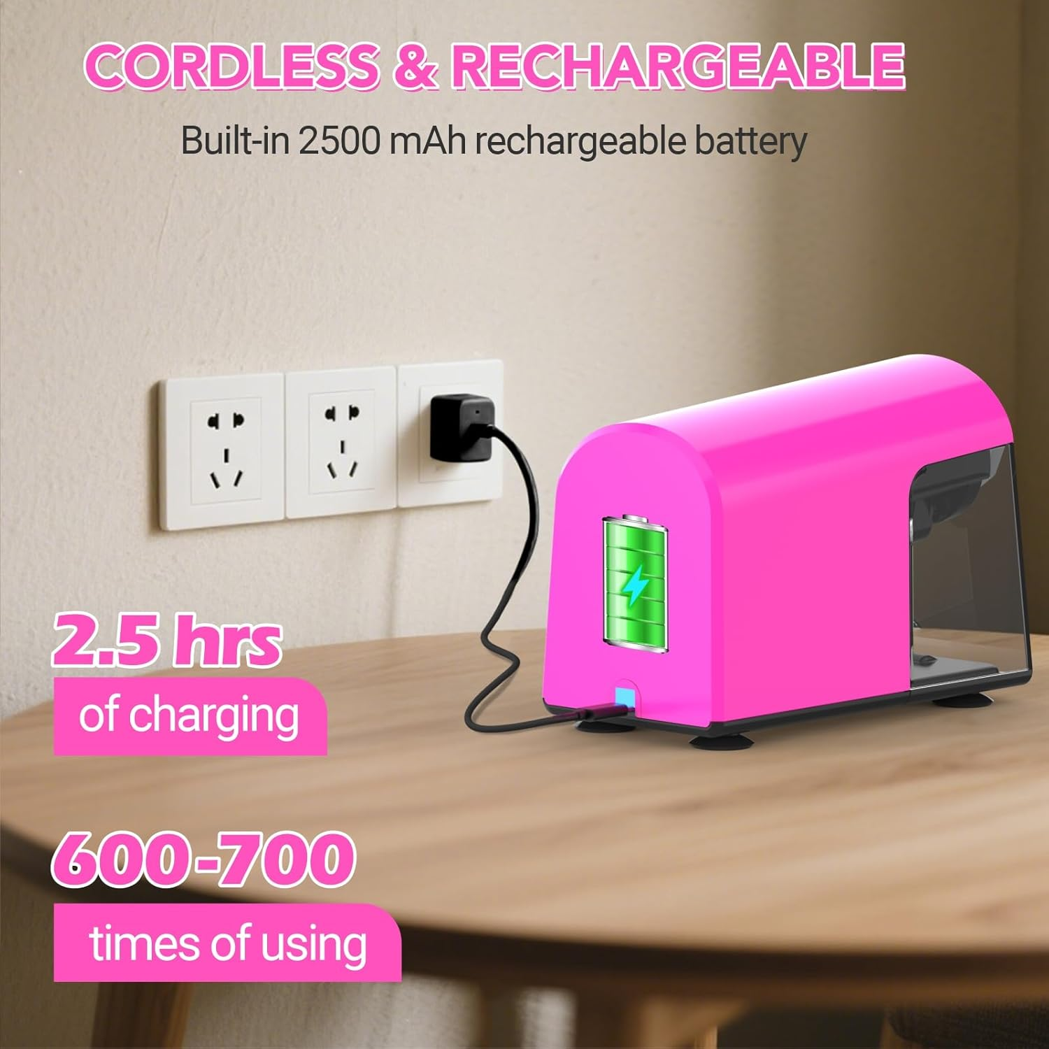 AFMAT Electric Pencil Sharpener with Container, 6 Holes Classroom Pencil Sharpener Automaticric, Quick Sharpening of 6-11 Mm Colouring Pencils, Large Capacity, Safe for Children, Teachers Musthaves image number 4