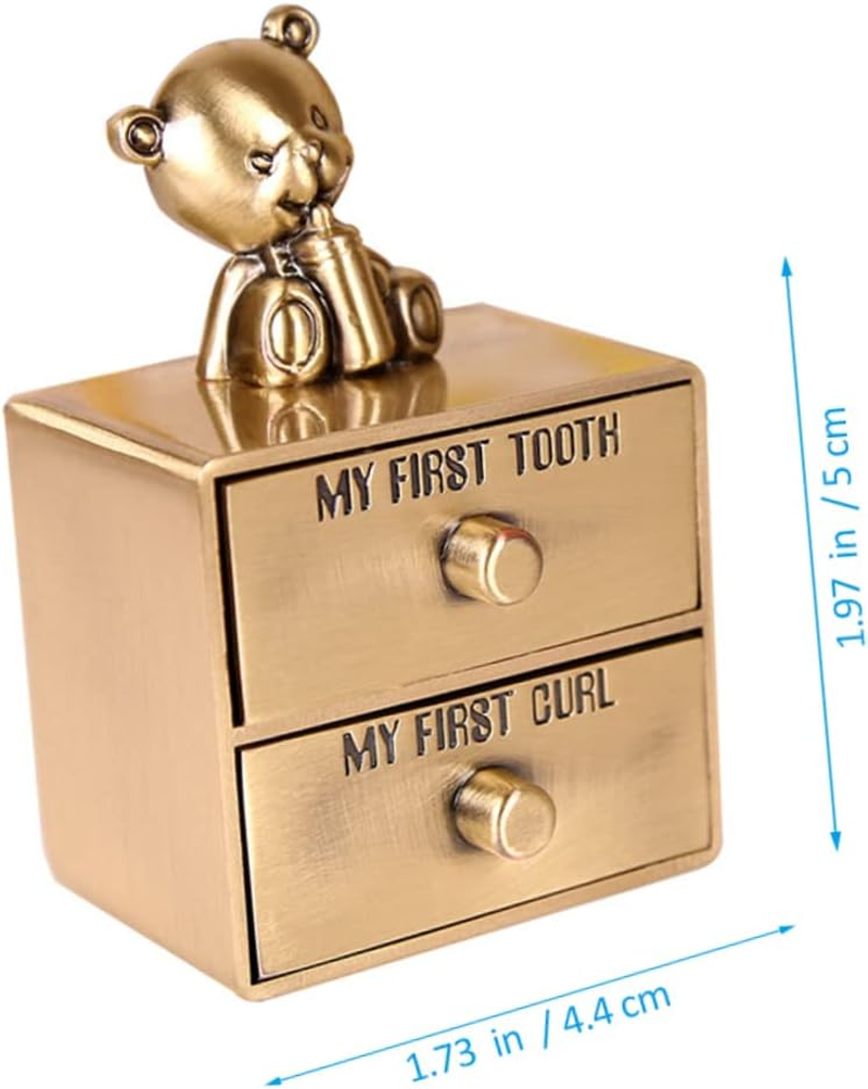 UPKOCH Tooth Curl Container Metal Keepsake Organizer Box Animals Design for First Tooth image number 5