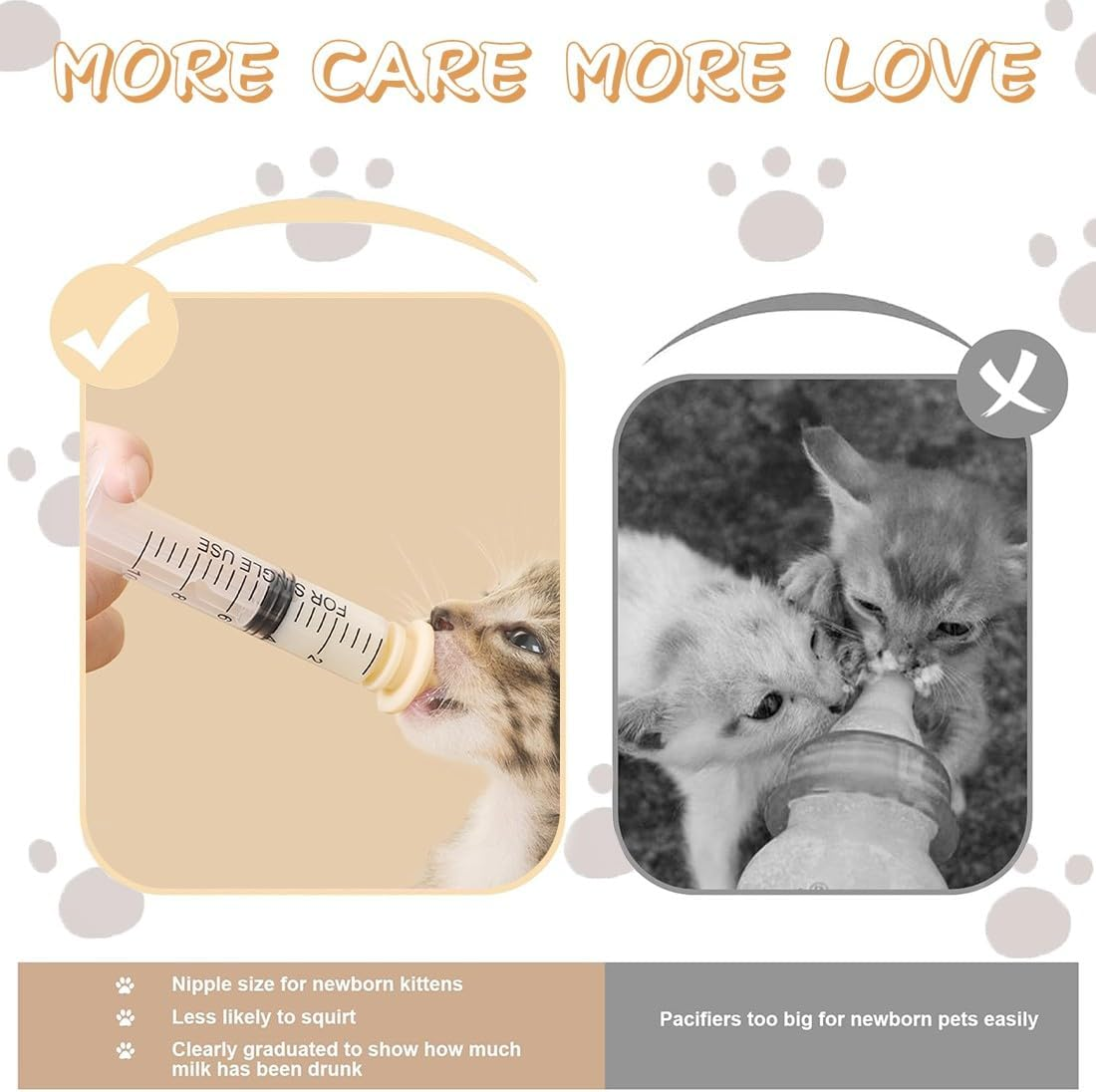 COYUN Pack of 10 Pet Feeding Silicone Nipples, Cat Milk Breeding Bottle for Puppies, Kittens, with Syringes, Plastic Syringe, Feeding Syringes Small Animals, for Puppies, Dogs, Cats or Other Pets - Multi-Coloured-1 image number 4